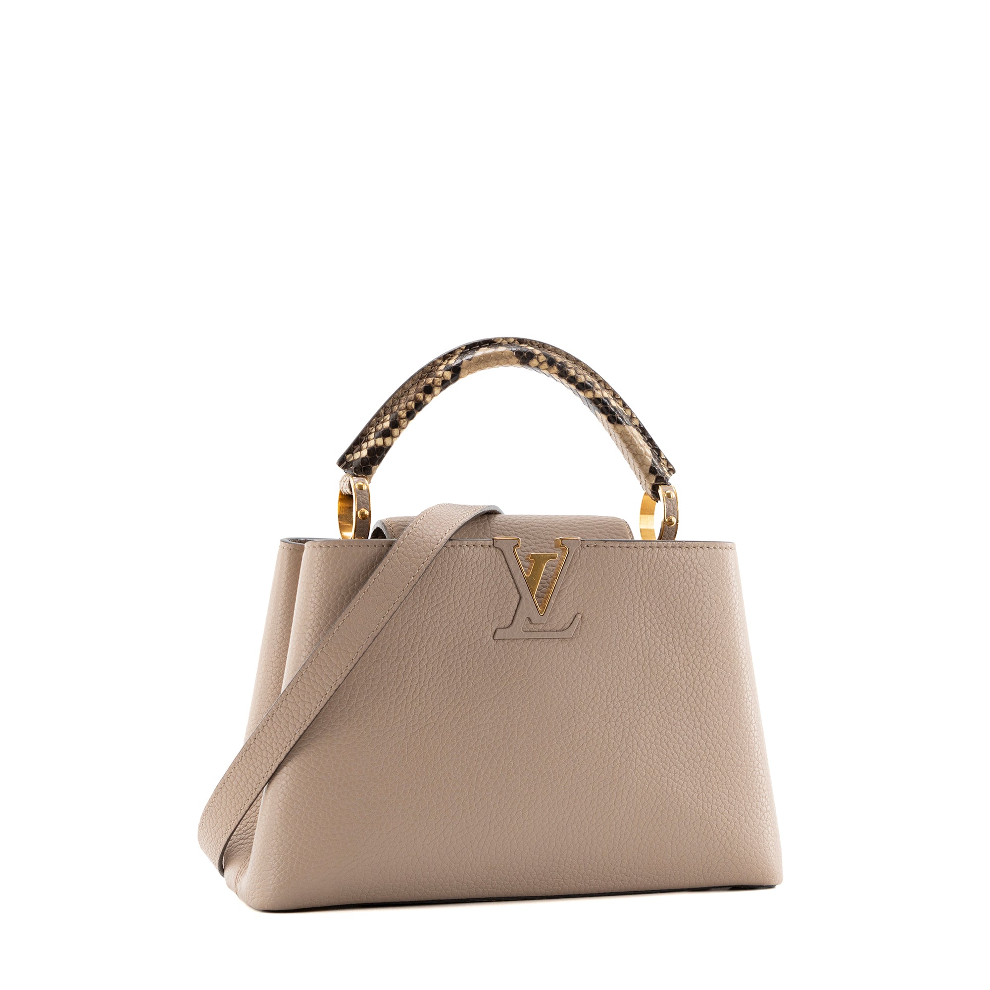LOUIS VUITTON - Sac à main Capucines BB Louis vuitton en cuir taurillon beige et python