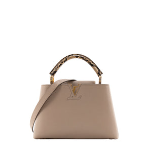 LOUIS VUITTON - Sac à main Capucines BB Louis vuitton en cuir taurillon beige et python