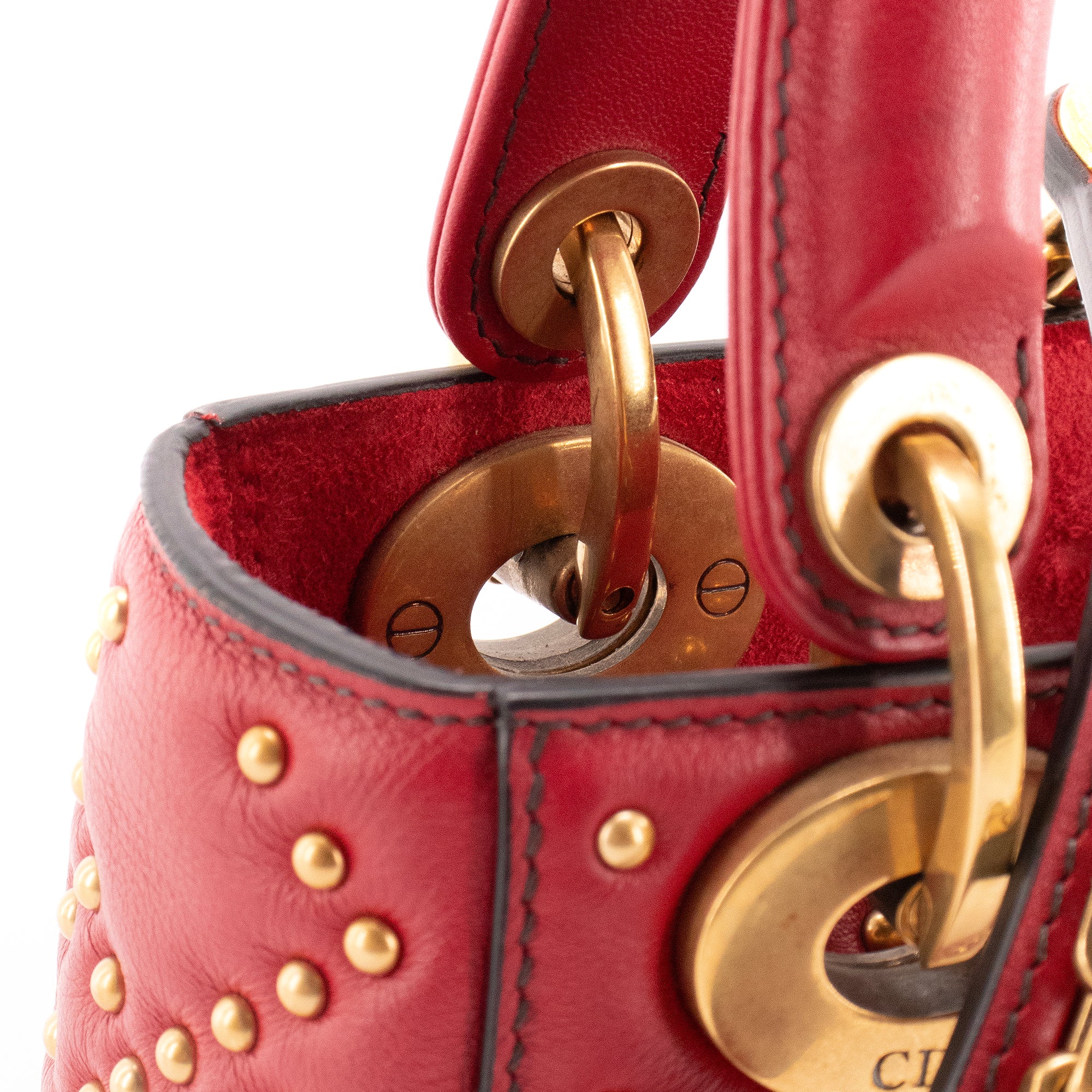 DIOR - Sac à bandoulière Lady Dior mini Dior en cuir rouge édition limitée