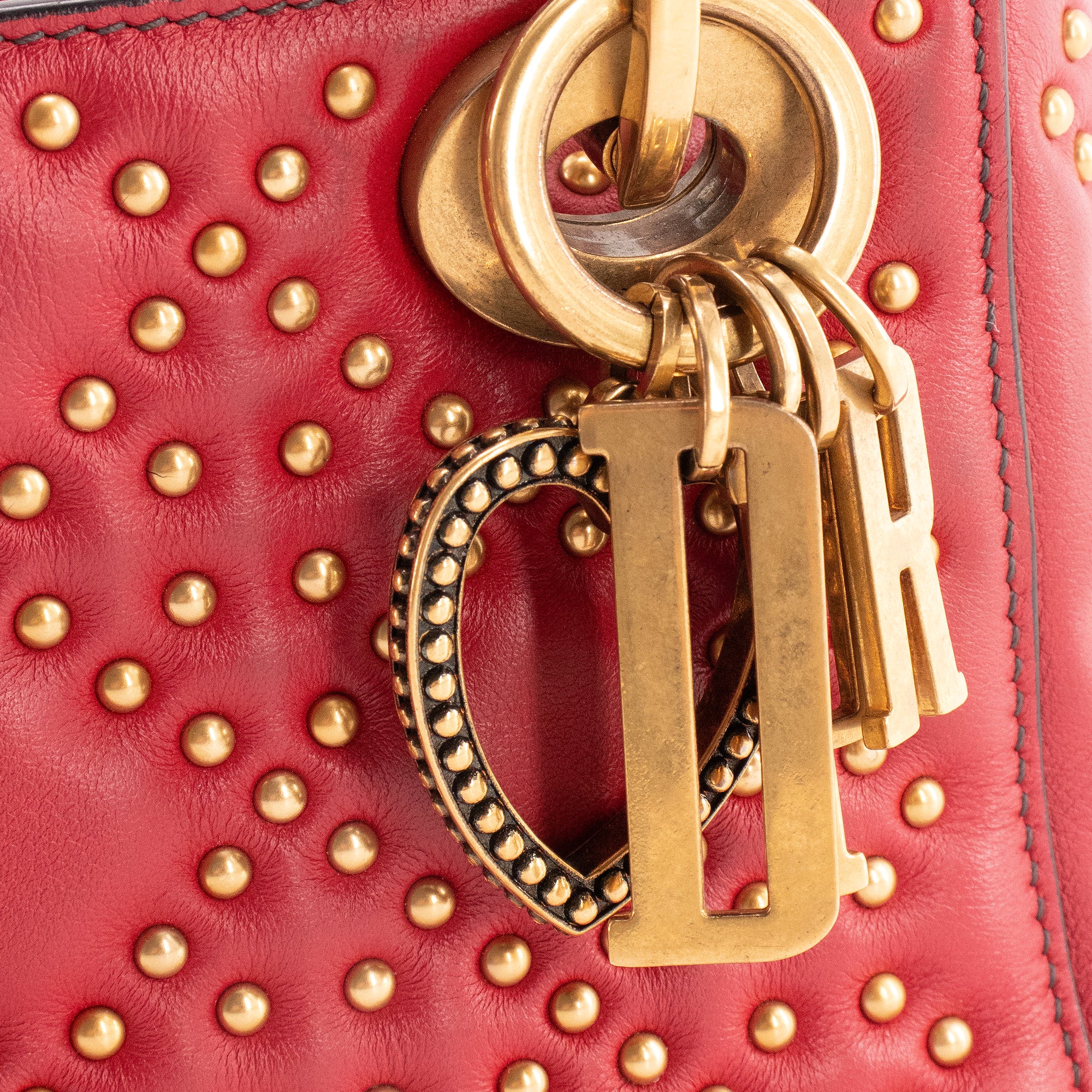 DIOR - Sac à bandoulière Lady Dior mini Dior en cuir rouge édition limitée