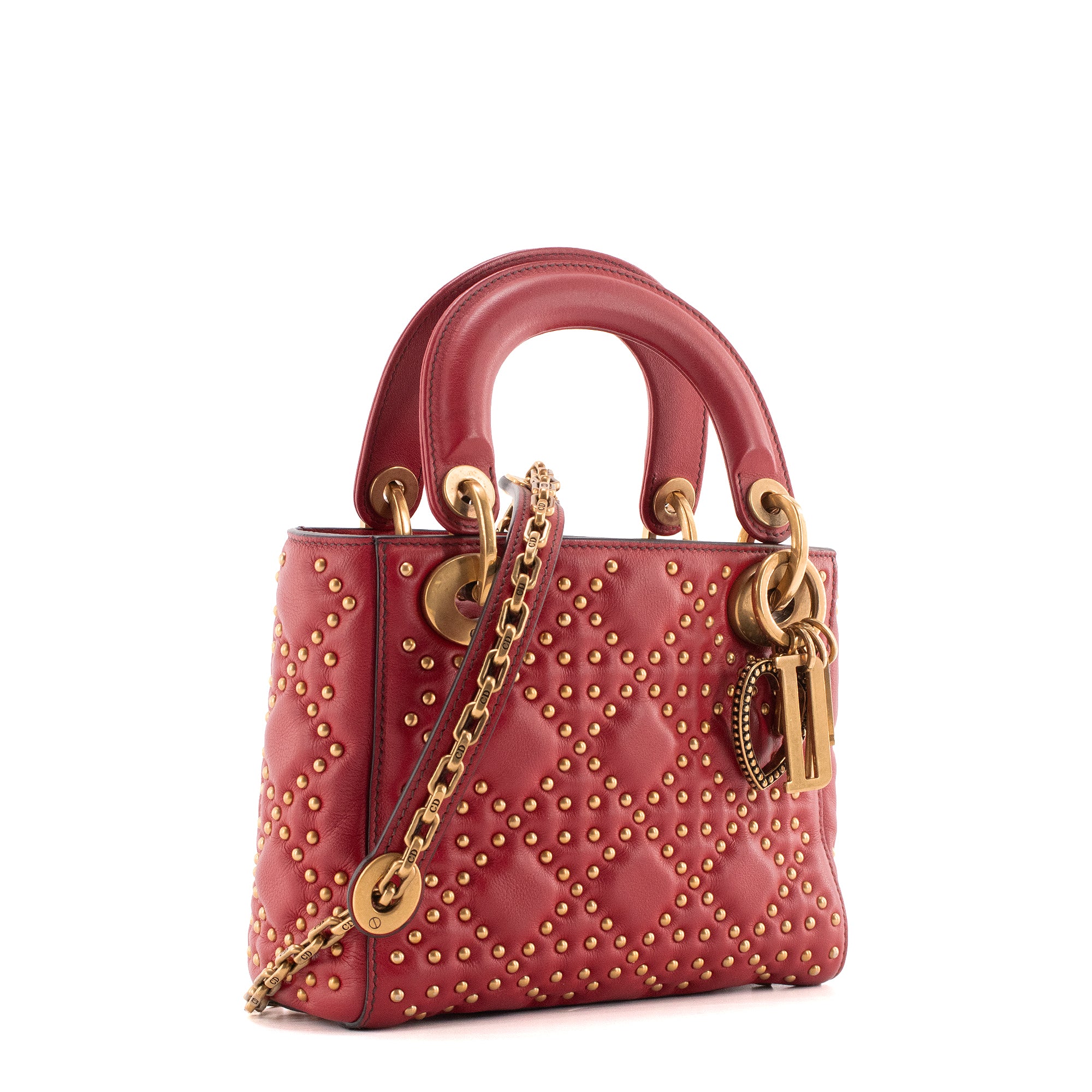 DIOR - Sac à bandoulière Lady Dior mini Dior en cuir rouge édition limitée