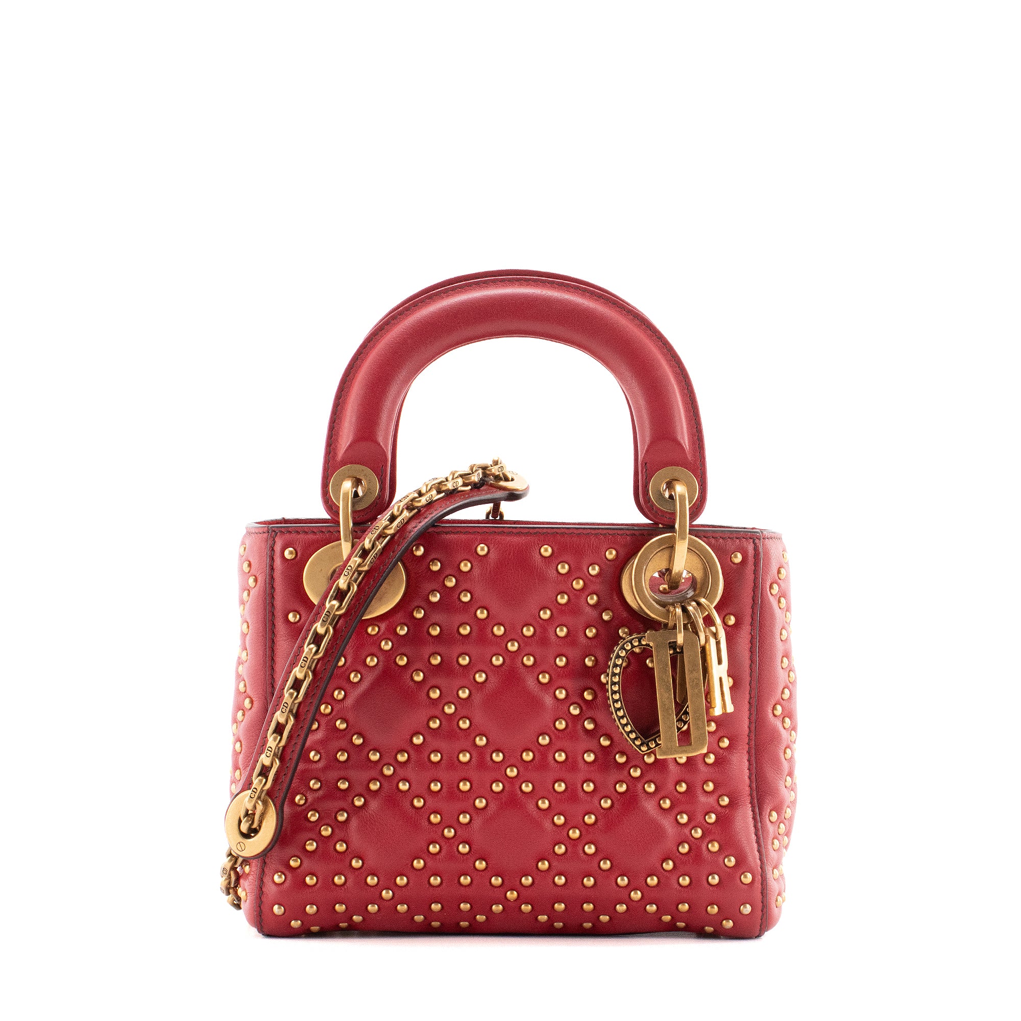 DIOR - Sac à bandoulière Lady Dior mini Dior en cuir rouge édition limitée