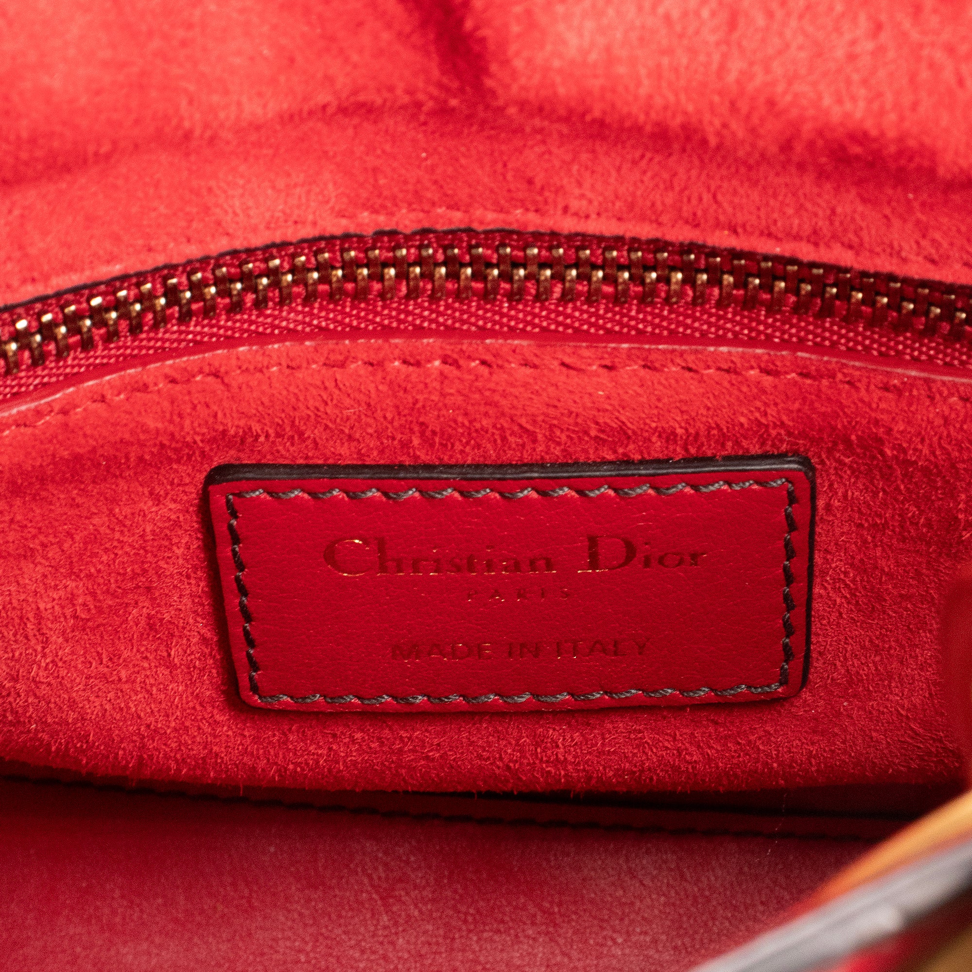 DIOR - Sac à bandoulière Lady Dior mini Dior en cuir rouge édition limitée