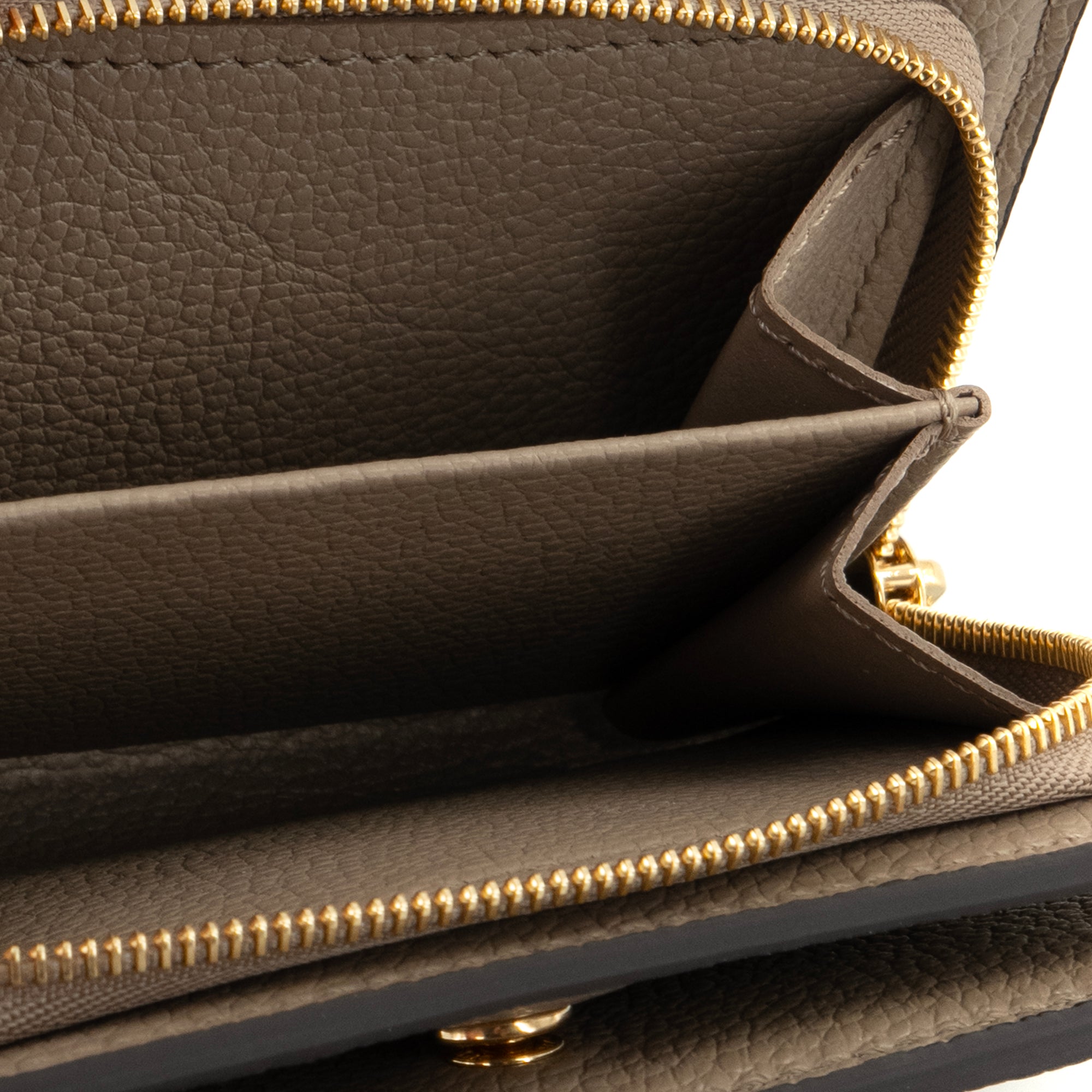 LOUIS VUITTON - Portefeuille Cléa Louis Vuitton en cuir empreinte monogram taupe