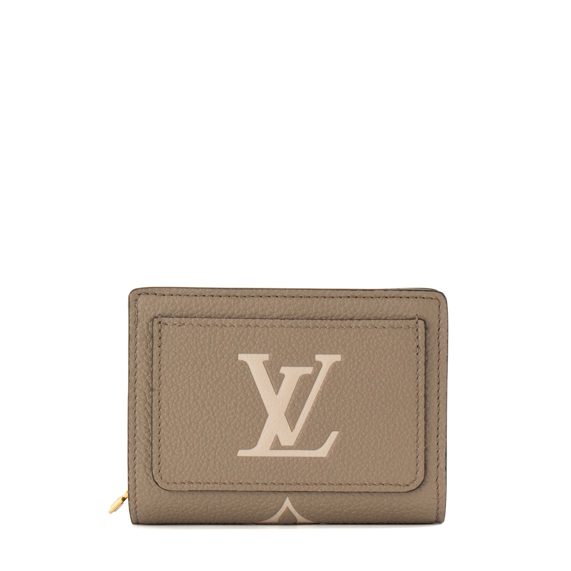 LOUIS VUITTON - Portefeuille Cléa Louis Vuitton en cuir empreinte monogram taupe
