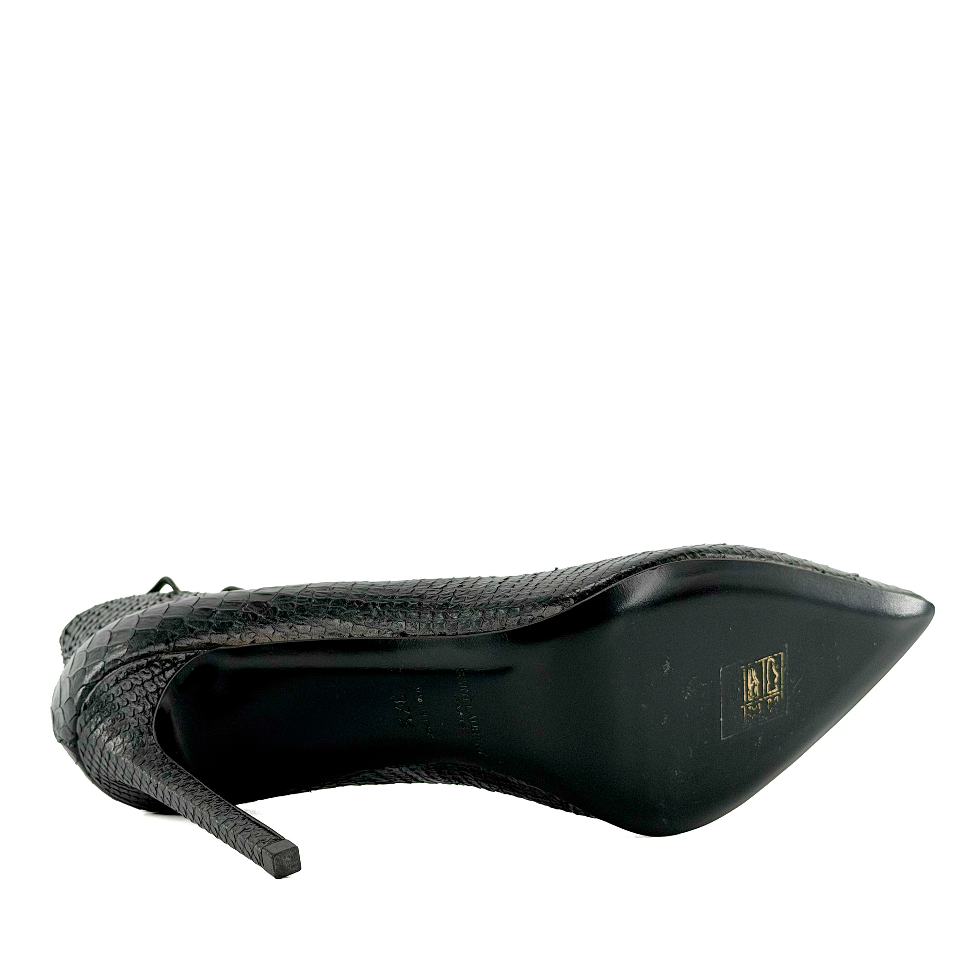 SAINT LAURENT - Escarpins à talon Saint Laurent en cuir effet python (T37,5)
