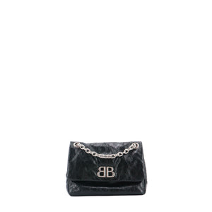 BALENCIAGA - Crush small shoulder bag in black leather