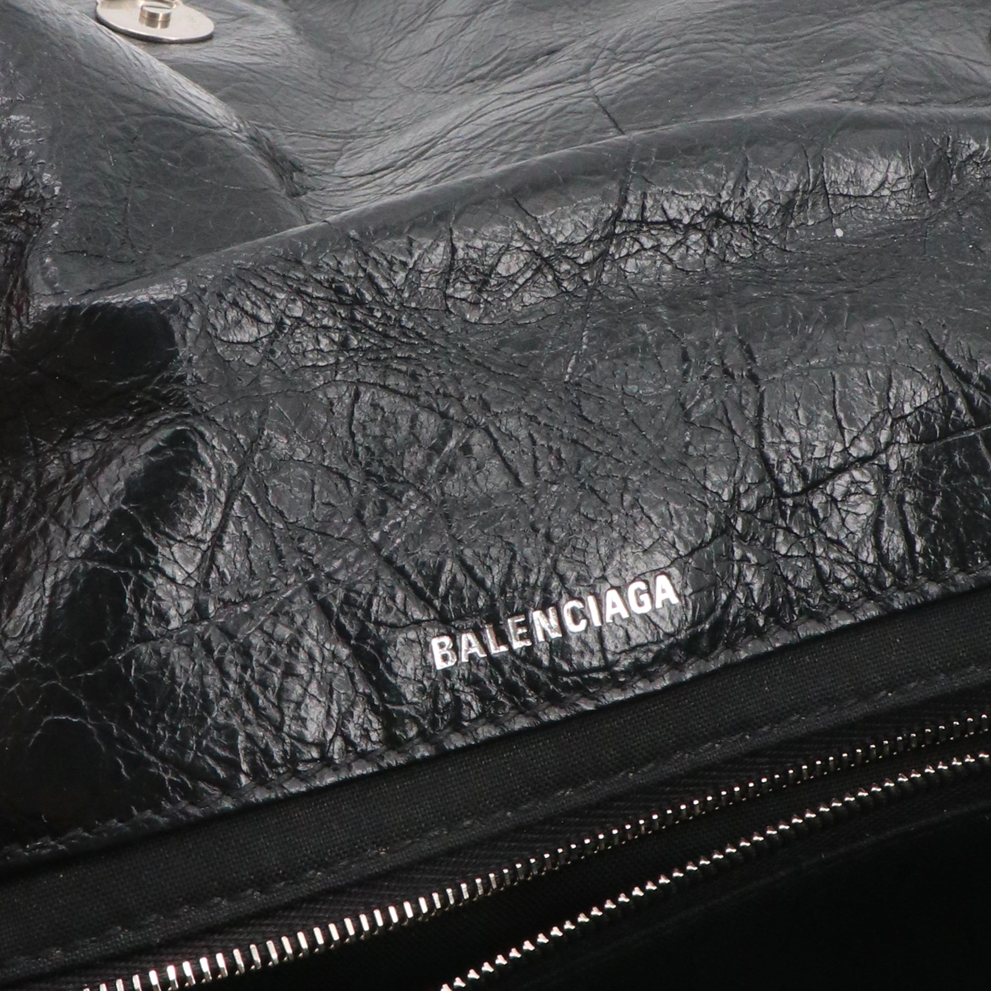 BALENCIAGA - Crush small shoulder bag in black leather