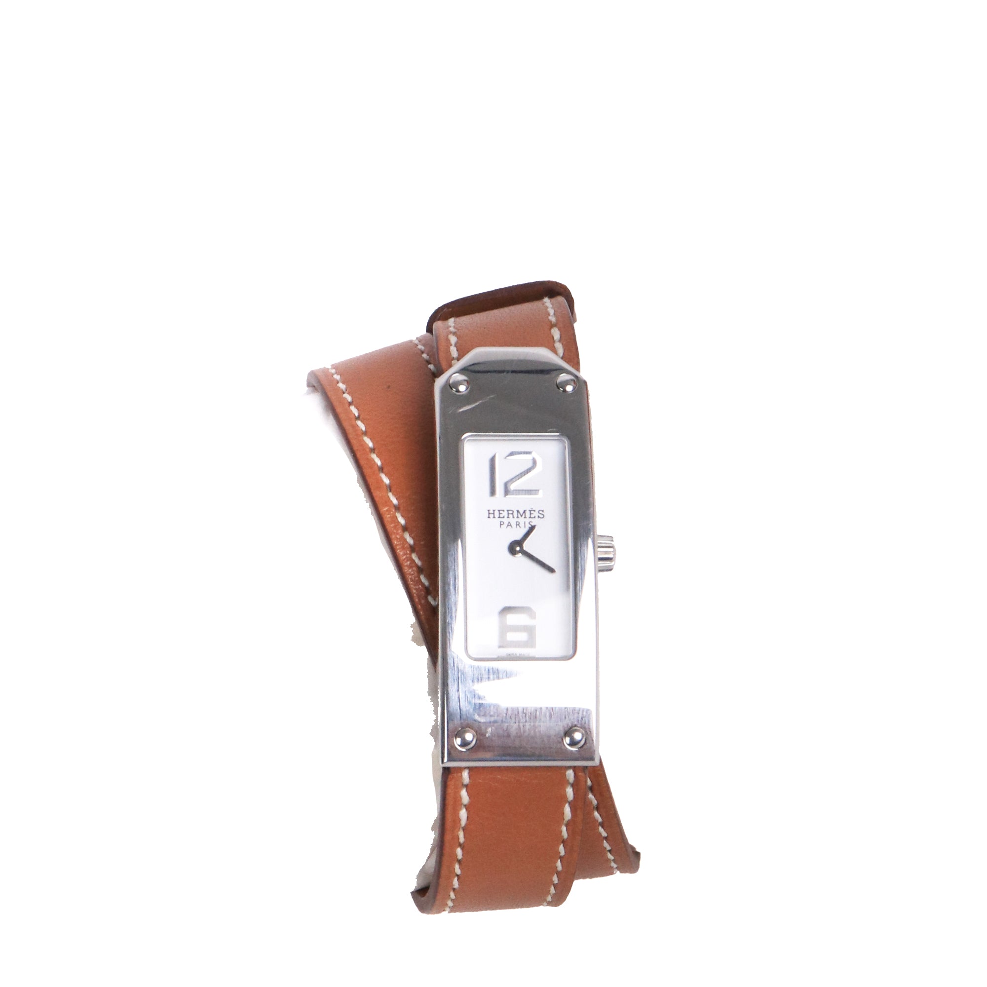 HERMÈS - Kelly watch in brown leather