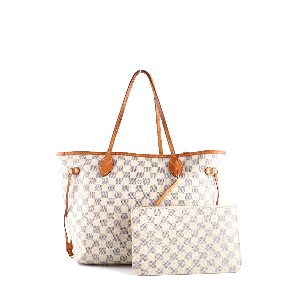LOUIS VUITTON - Sac cabas Neverfull MM damier azur et pochette