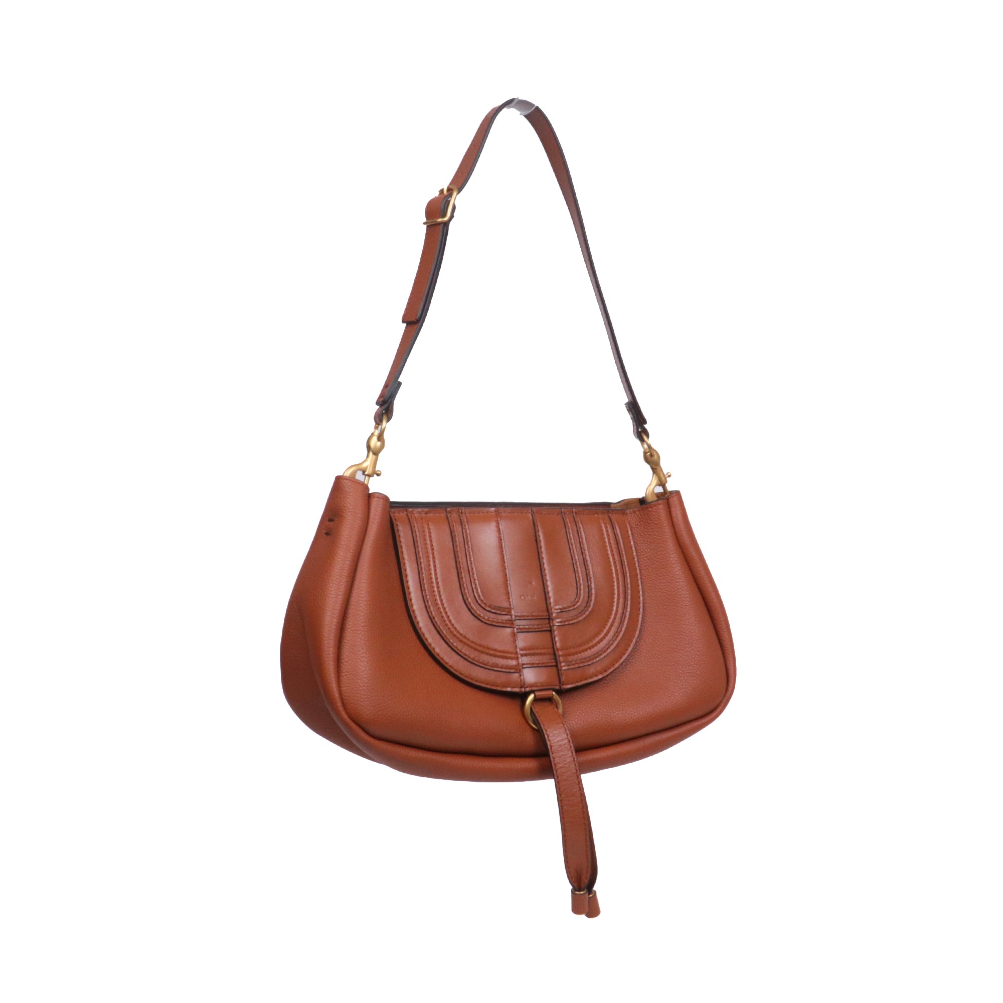 CHLOÉ - Sac à épaule Marcie Chloé en cuir grainé marron