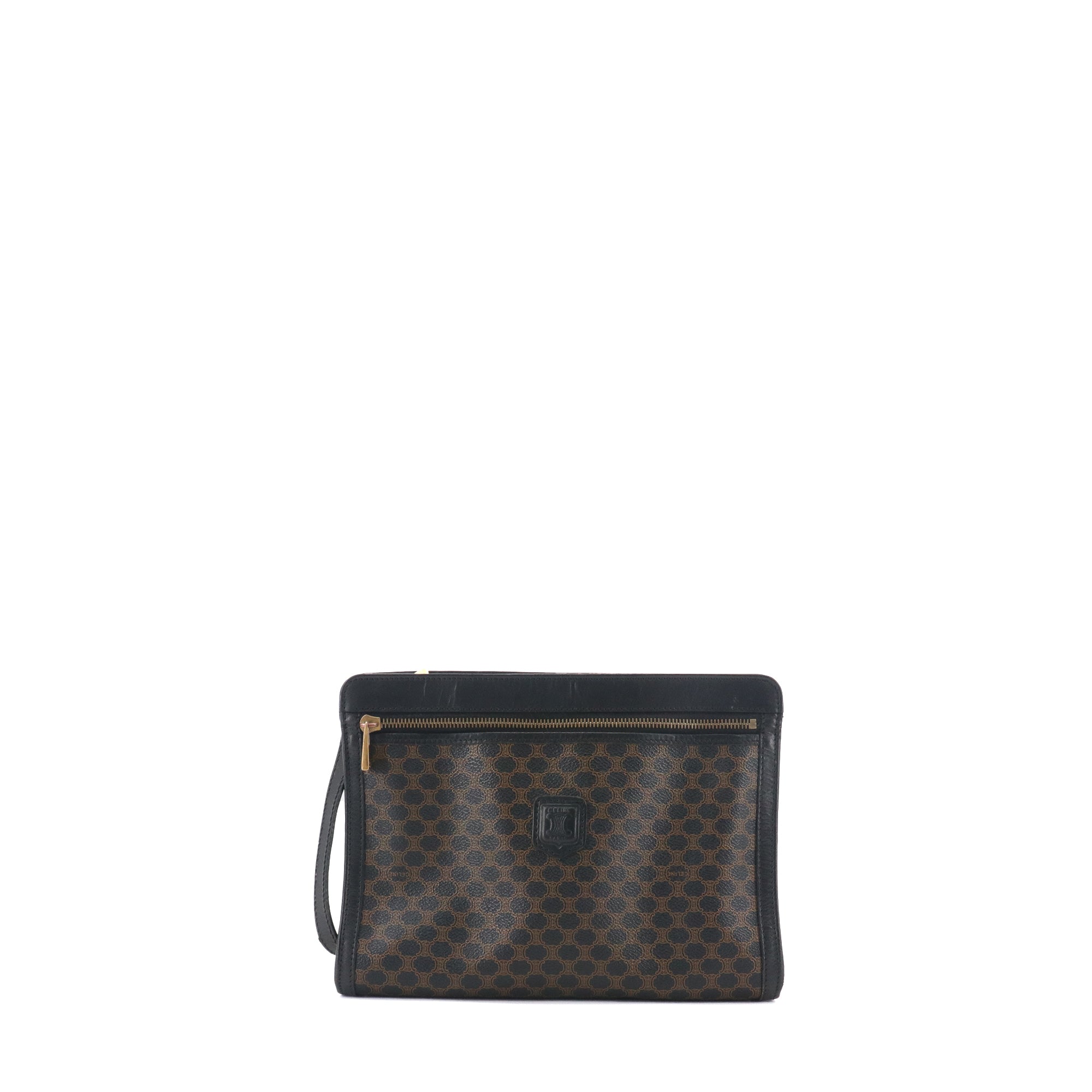 CELINE - Pochette Triomphe zippée Celine en toile monogrammée vintage