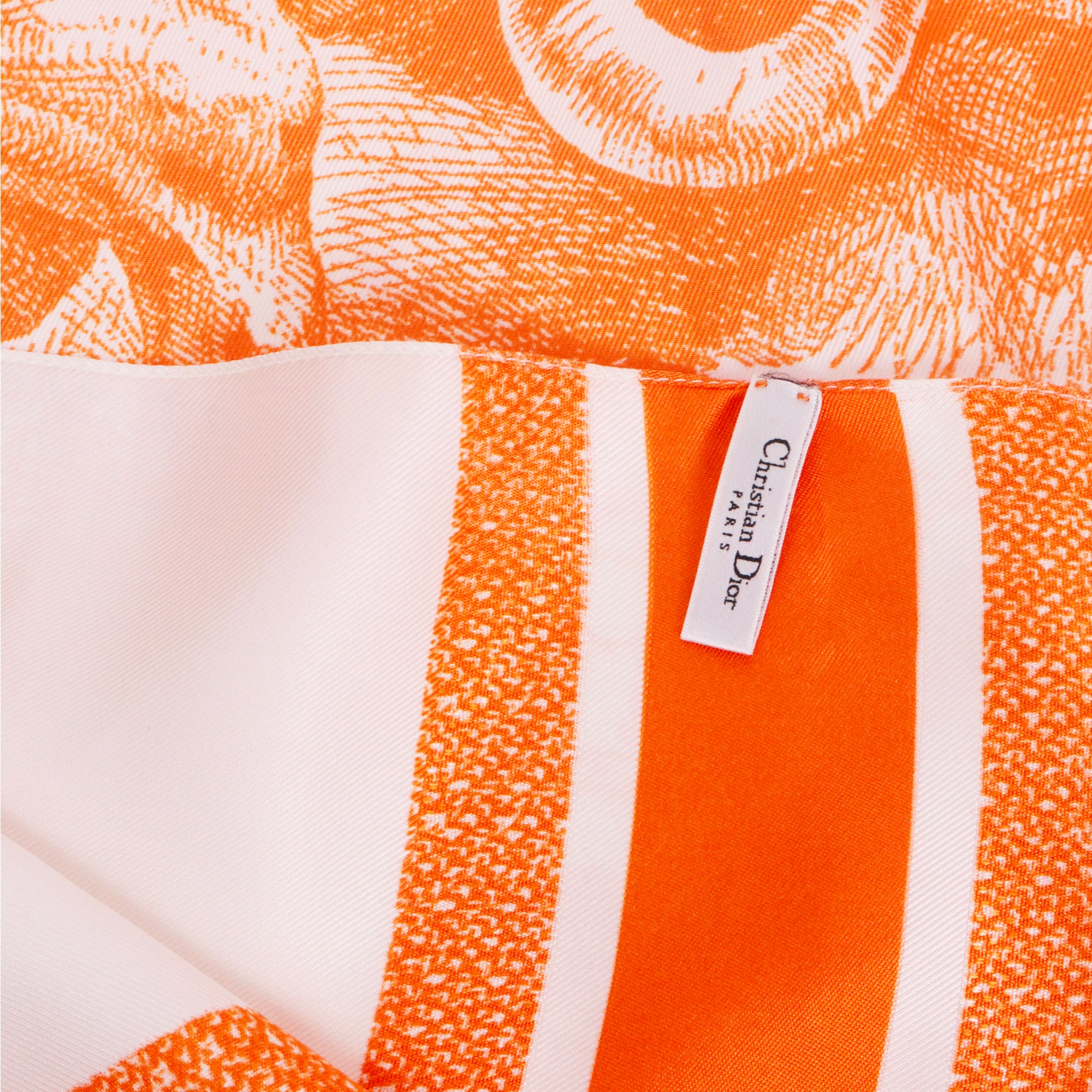 DIOR - Poncho Toile de Jouy Dior en soie orange et blanche