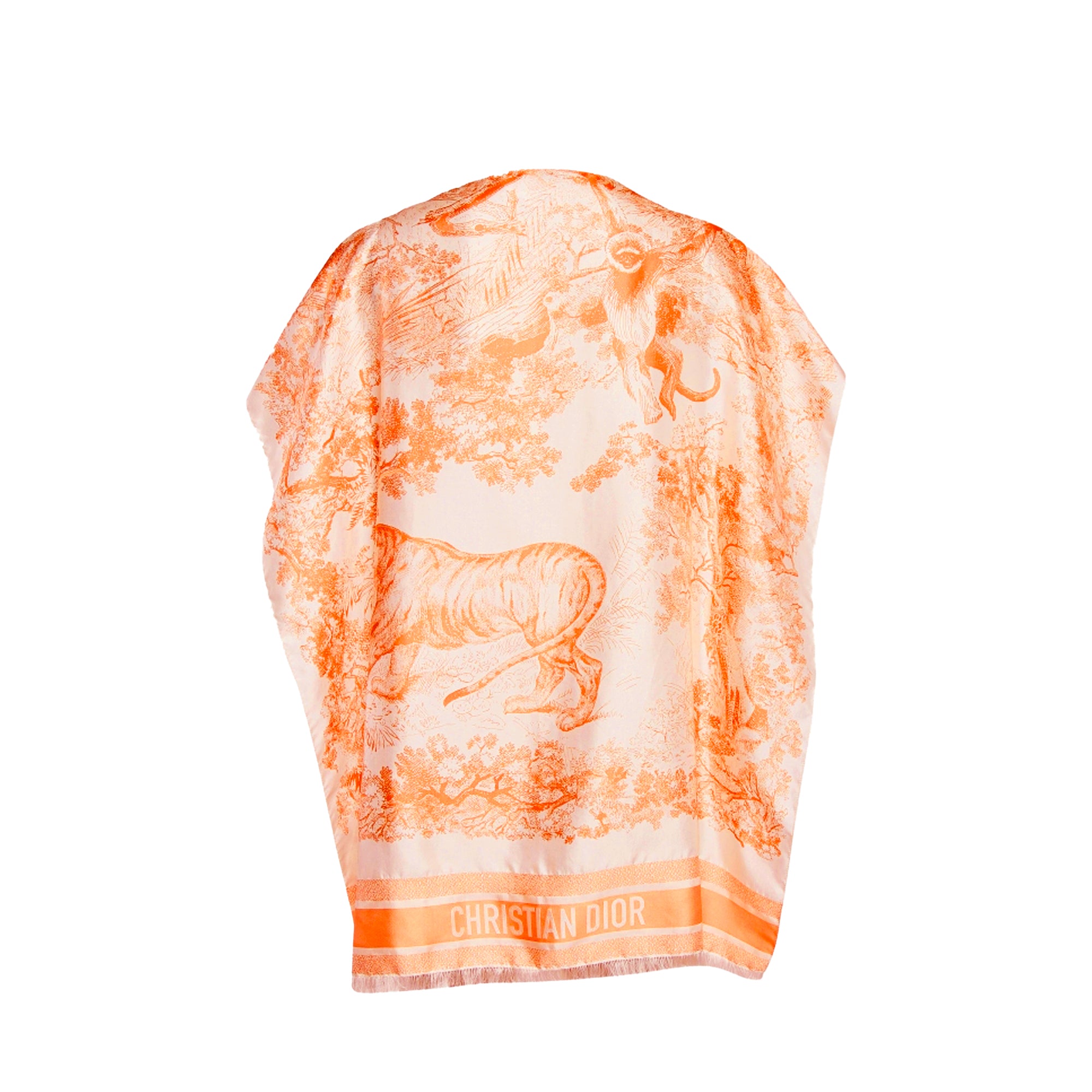 DIOR - Poncho Toile de Jouy Dior en soie orange et blanche