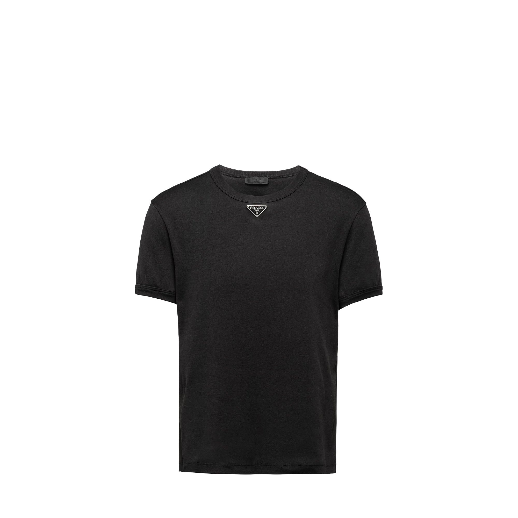 PRADA - Tee-shirt droit Prada en coton noir (L)