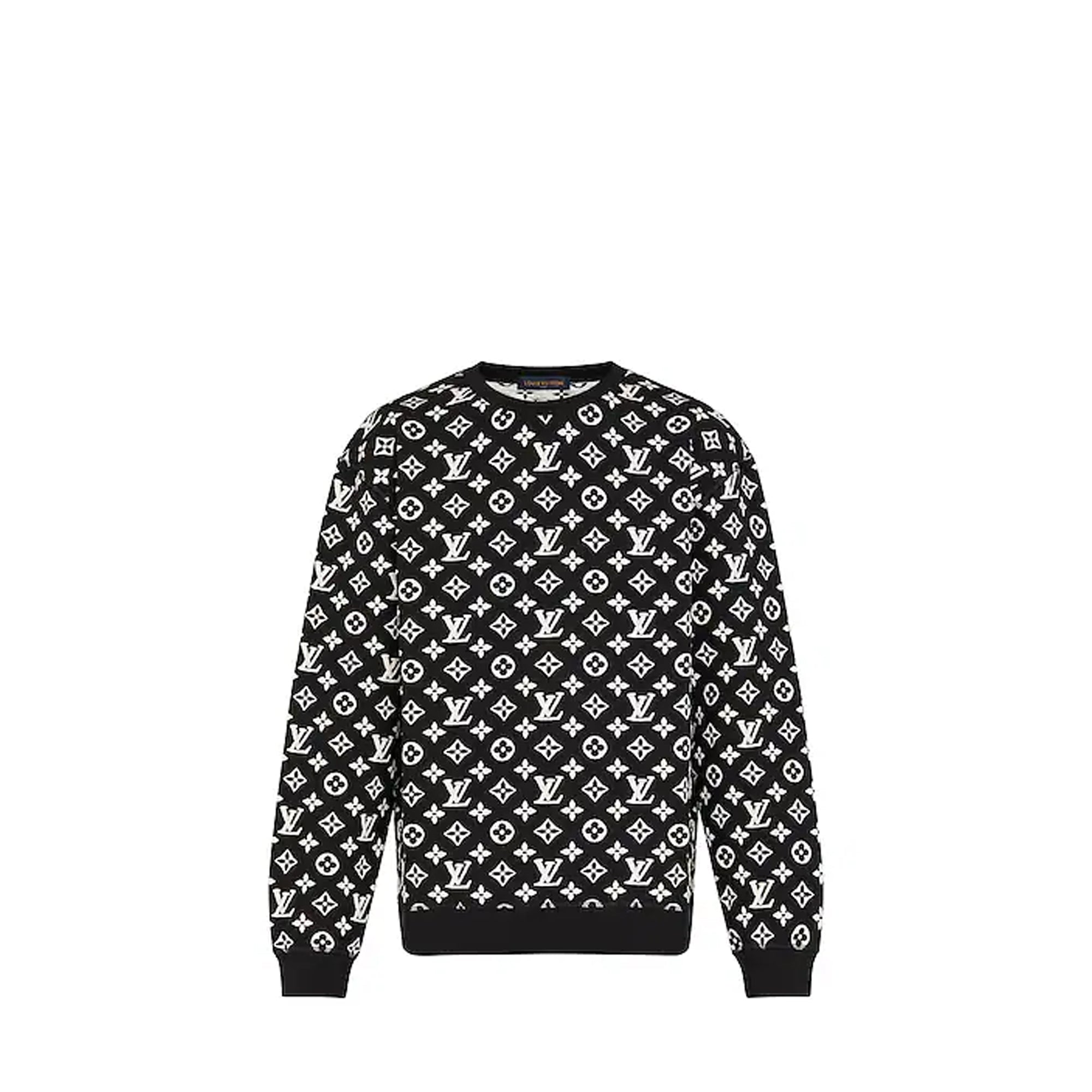 LOUIS VUITTON - Pull Louis Vuitton en coton monogrammé noir et blanc (M)