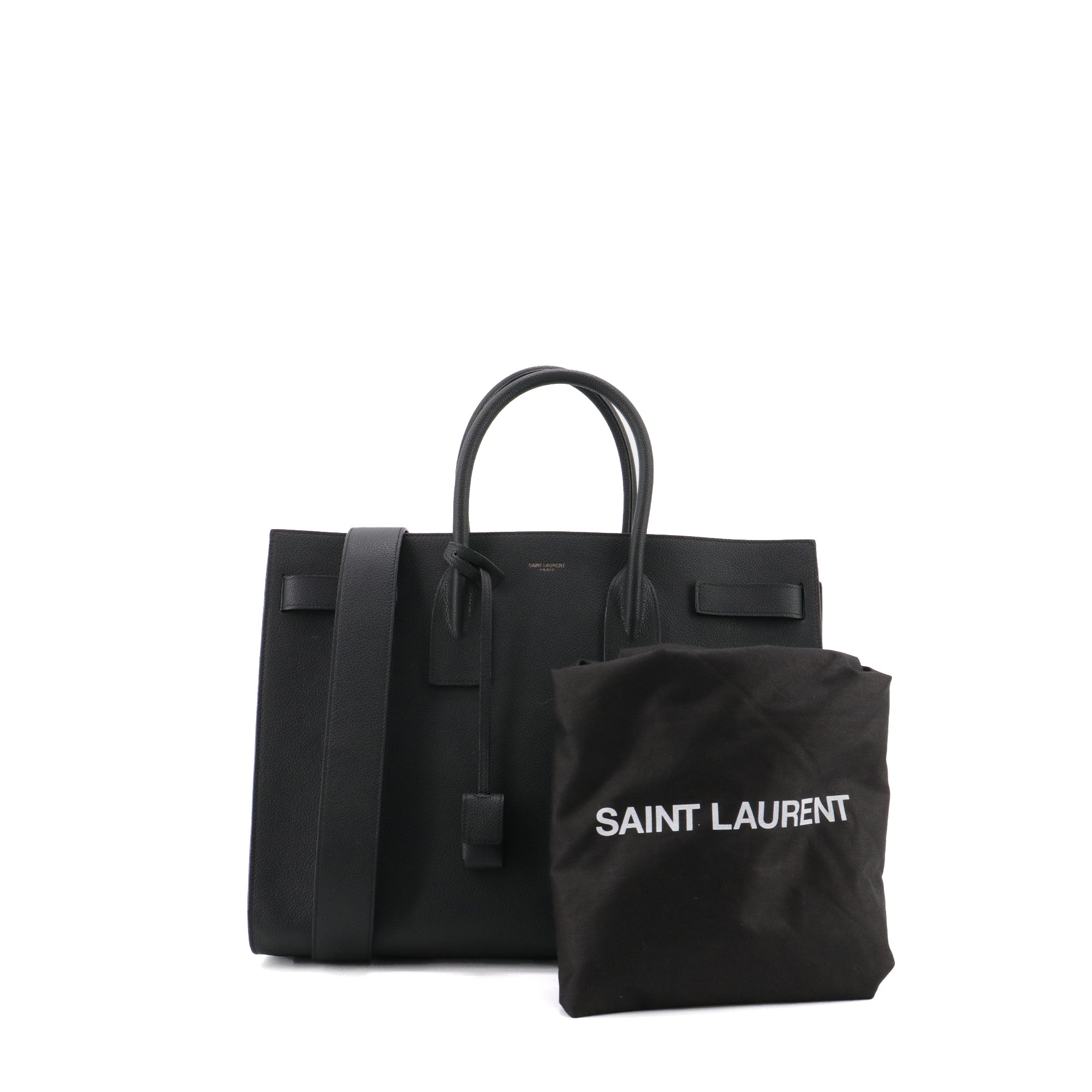 SAINT LAURENT - Sac de Jour Large Saint Laurent en cuir grainé noir