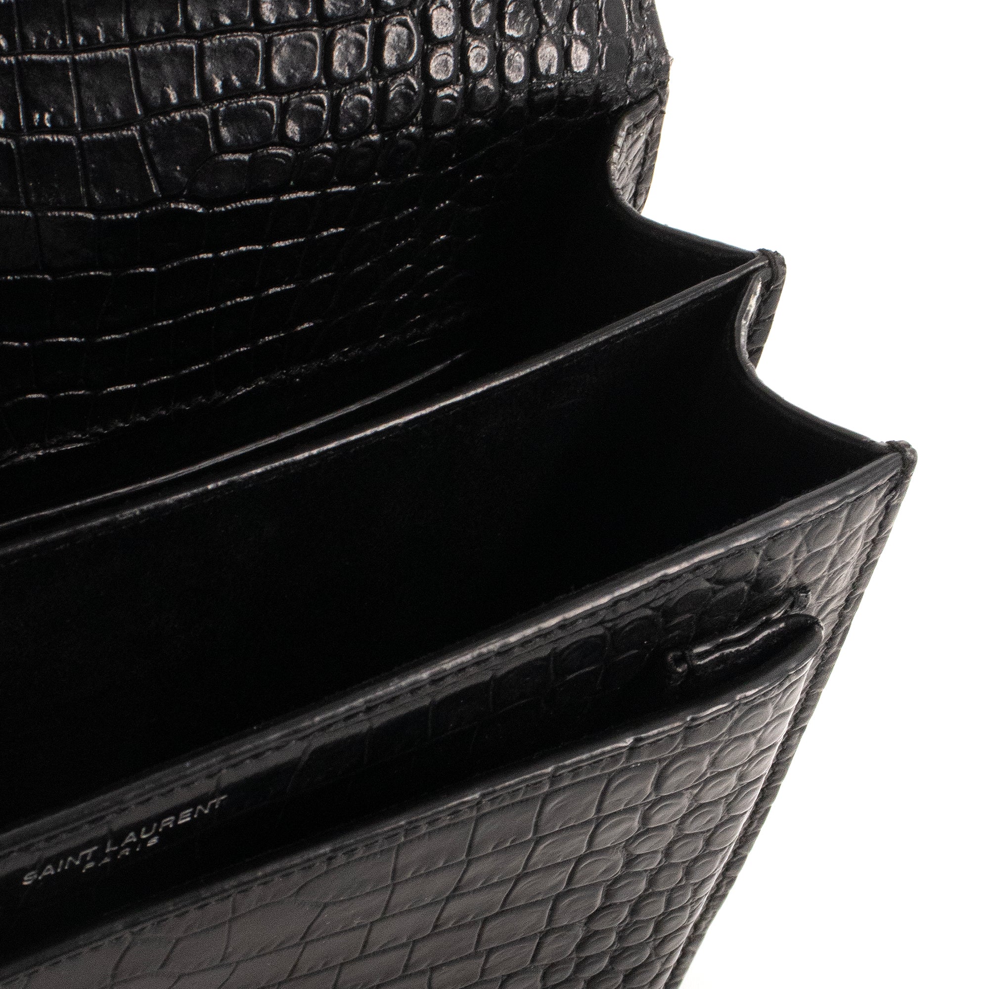 SAINT LAURENT - Sac à bandoulière Sunset Medium Saint Laurent en cuir embossé croco noir