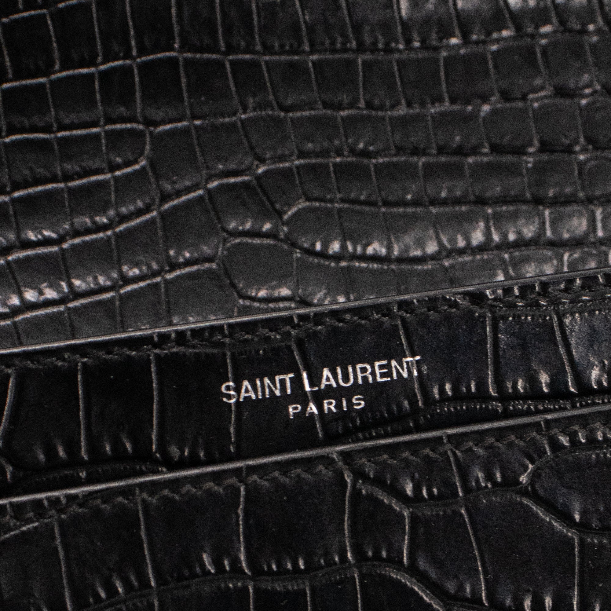 SAINT LAURENT - Sac à bandoulière Sunset Medium Saint Laurent en cuir embossé croco noir