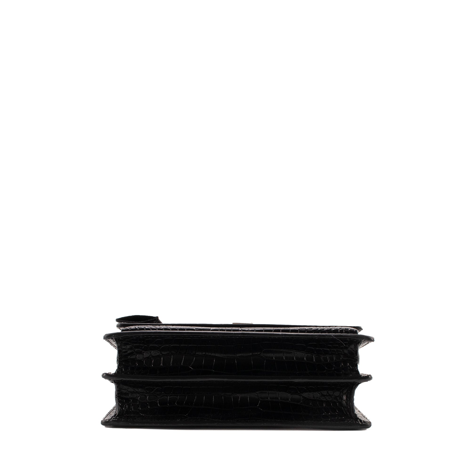 SAINT LAURENT - Sac à bandoulière Sunset Medium Saint Laurent en cuir embossé croco noir