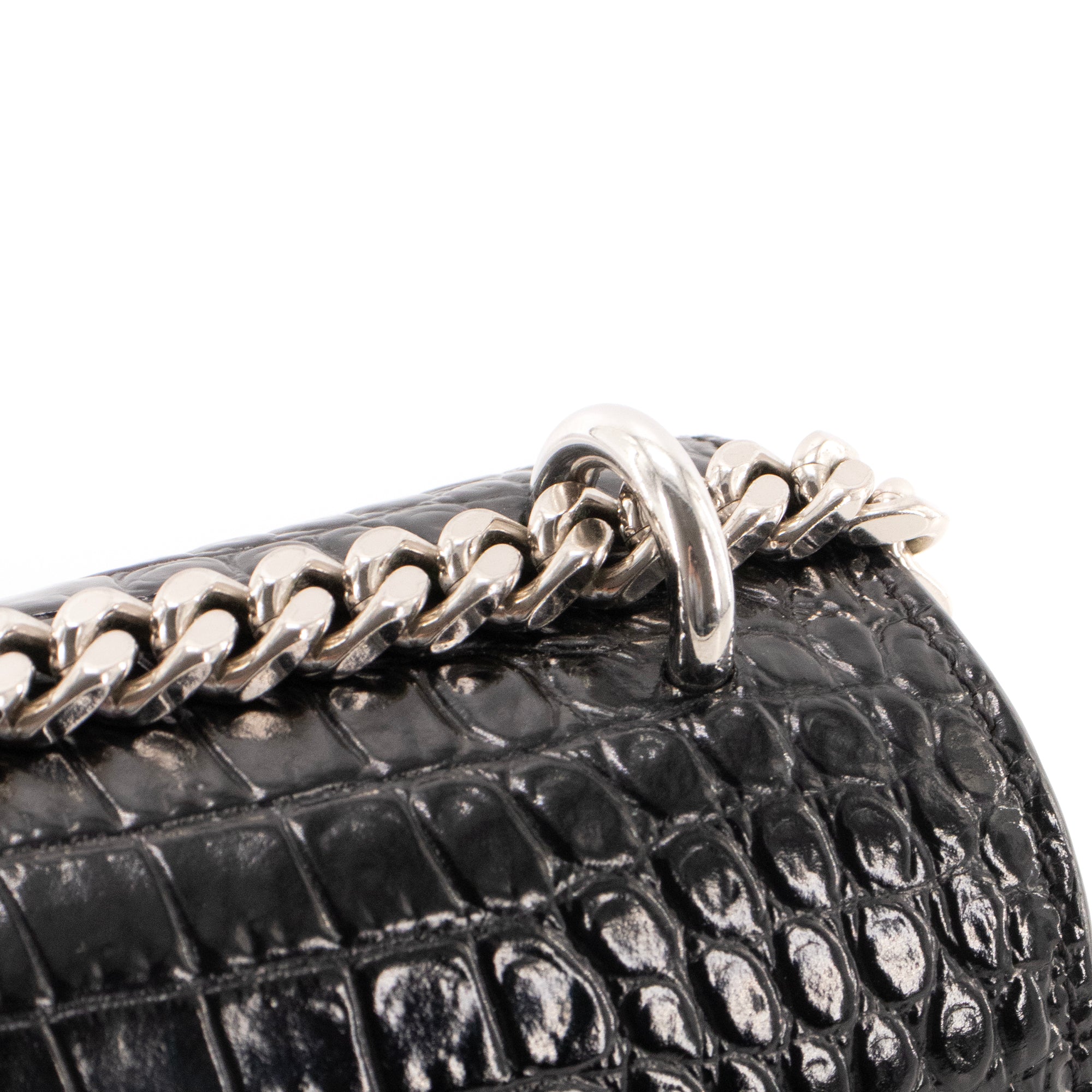 SAINT LAURENT - Sac à bandoulière Sunset Medium Saint Laurent en cuir embossé croco noir