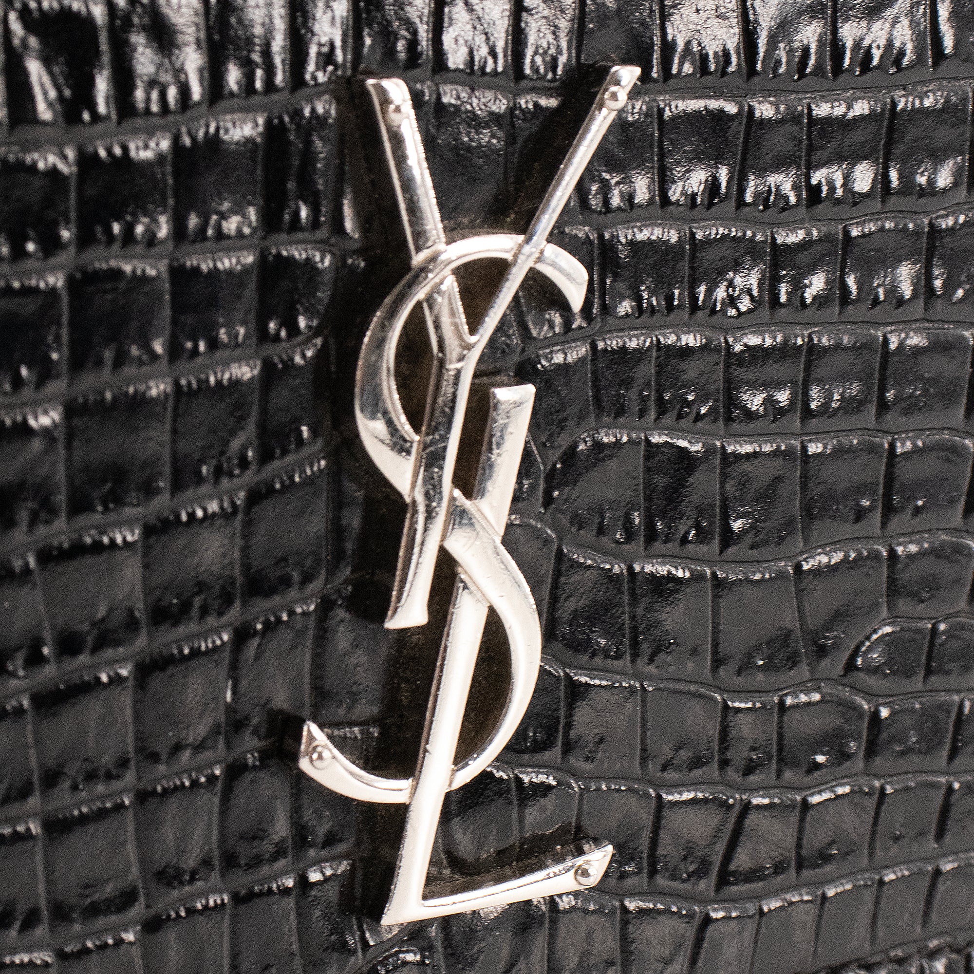 SAINT LAURENT - Sac à bandoulière Sunset Medium Saint Laurent en cuir embossé croco noir