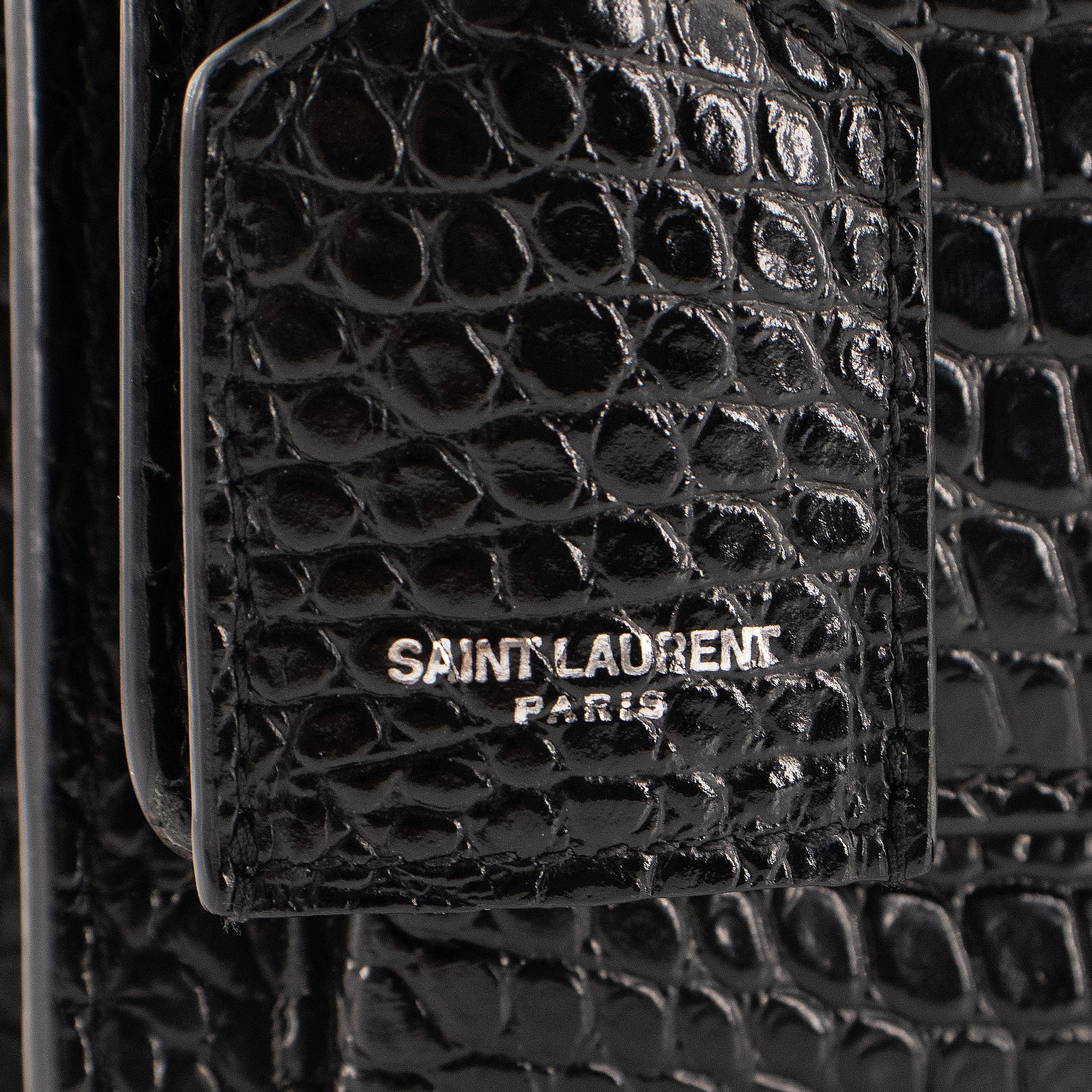SAINT LAURENT - Sac à bandoulière Sunset Medium Saint Laurent en cuir embossé croco noir