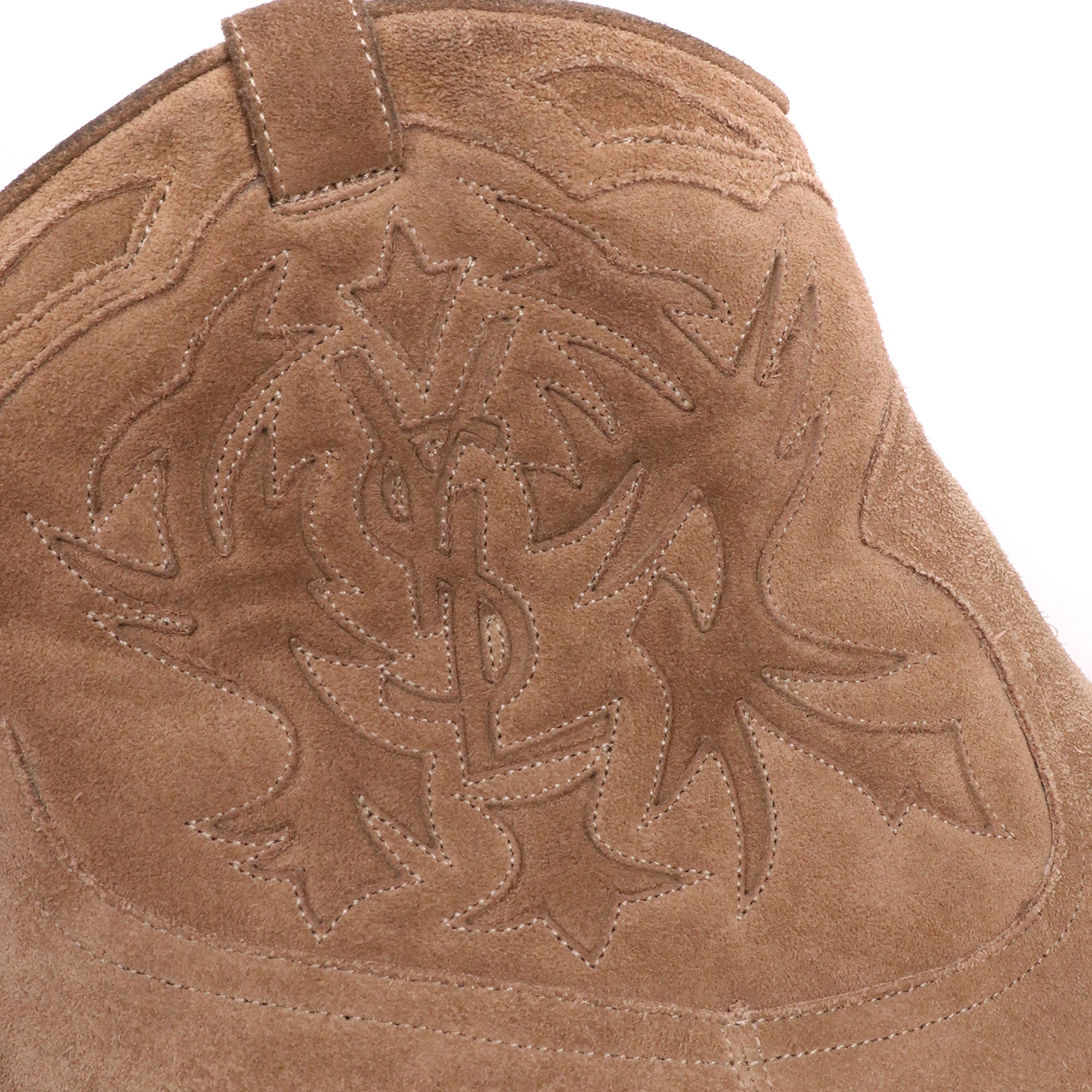 SAINT LAURENT - Santiags Saint Laurent en daim marron (T38.5)