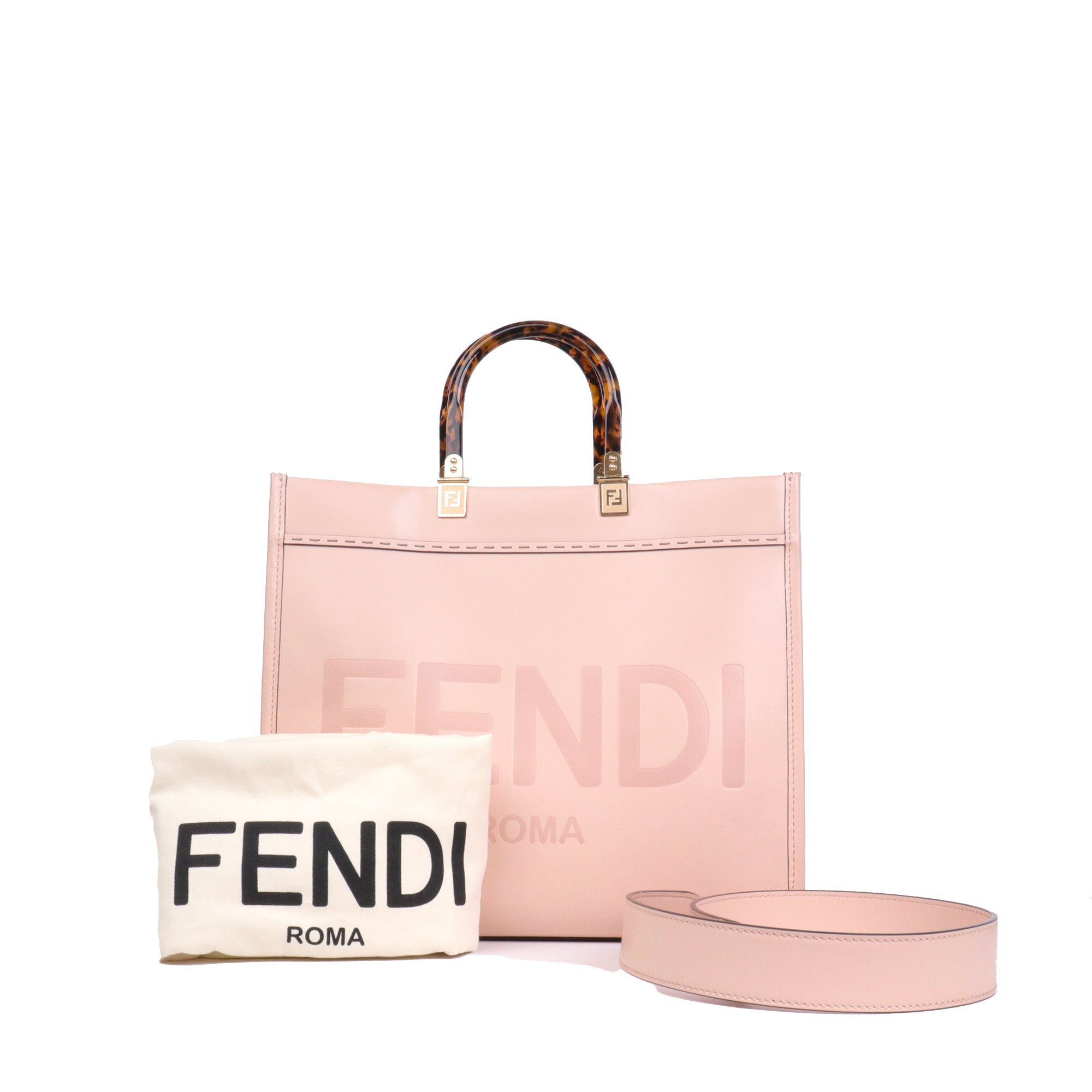 FENDI - Sac cabas Sunshine Medium Fendi en cuir rose pâle