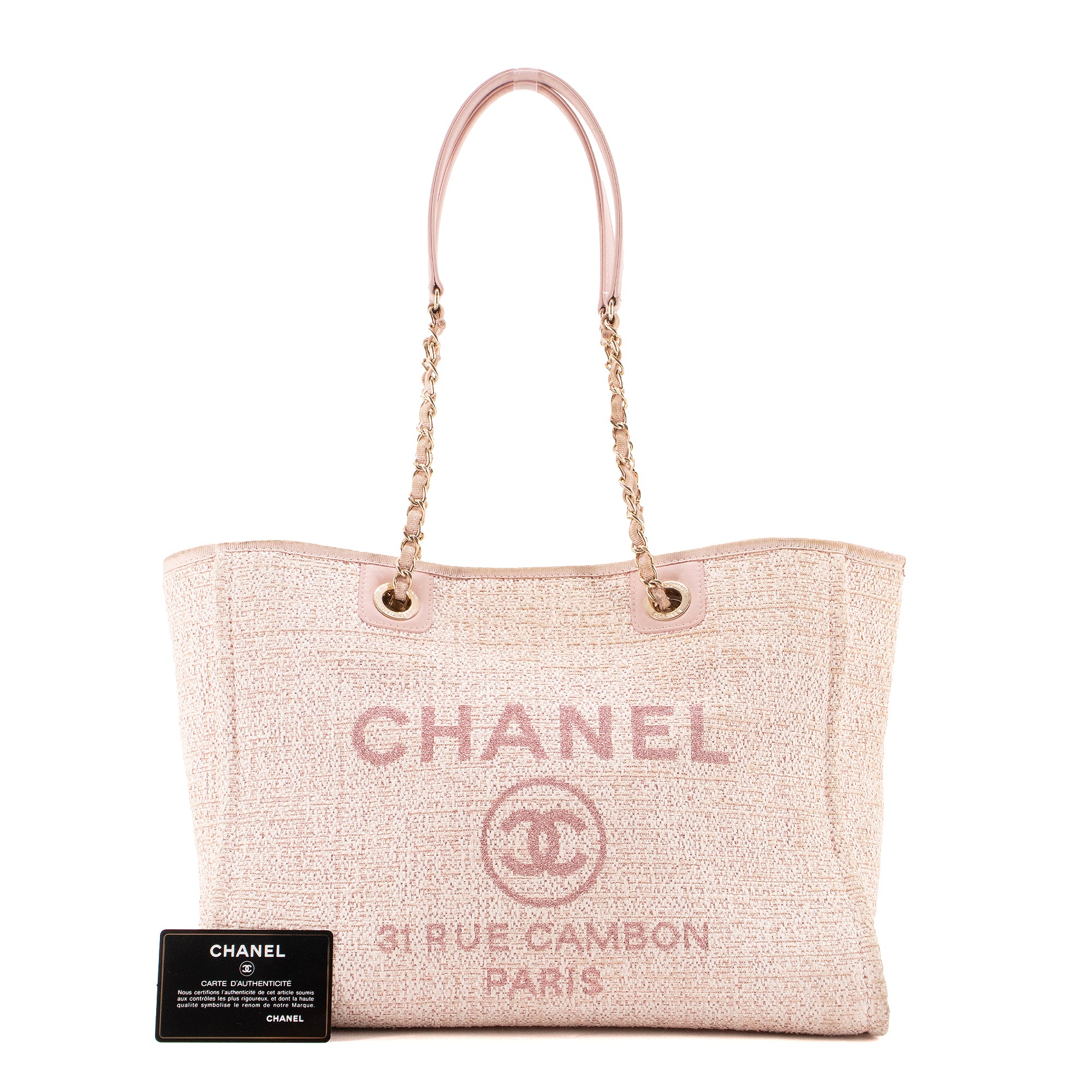 CHANEL - Sac cabas Deauville Chanel en tweed rose
