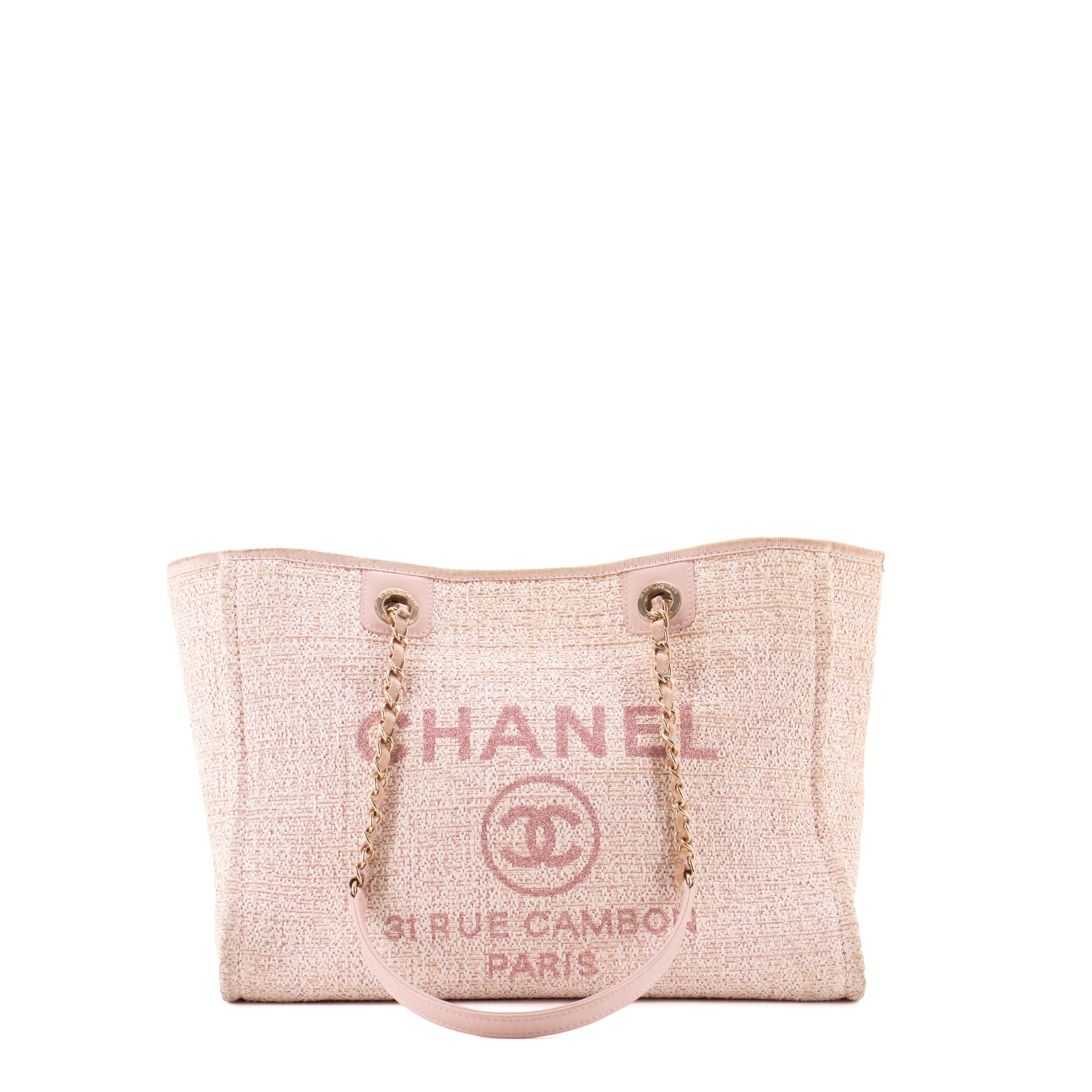 CHANEL - Sac cabas Deauville Chanel en tweed rose