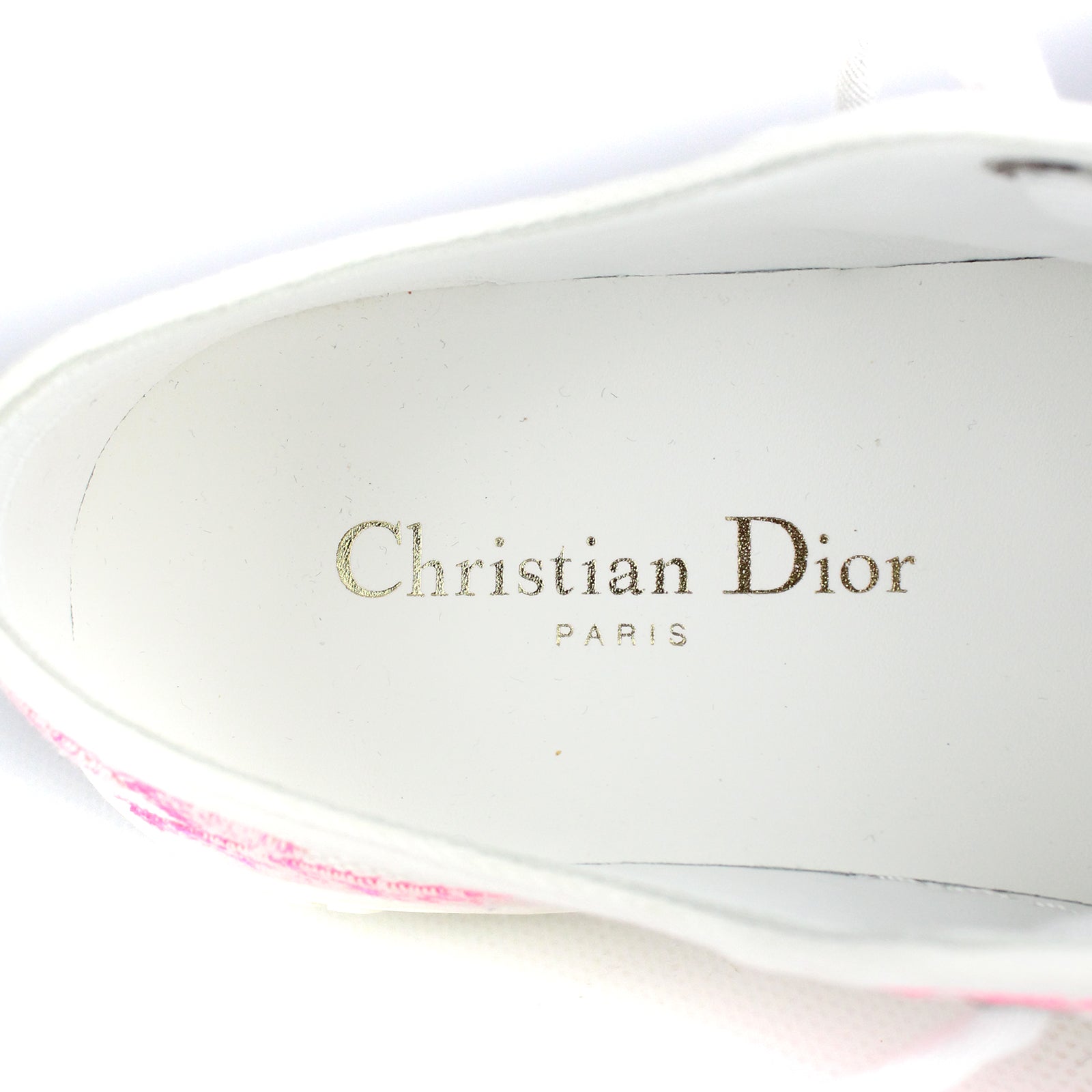 DIOR - Sneakers Walk'N Dior en toile blanche et rose (T35)