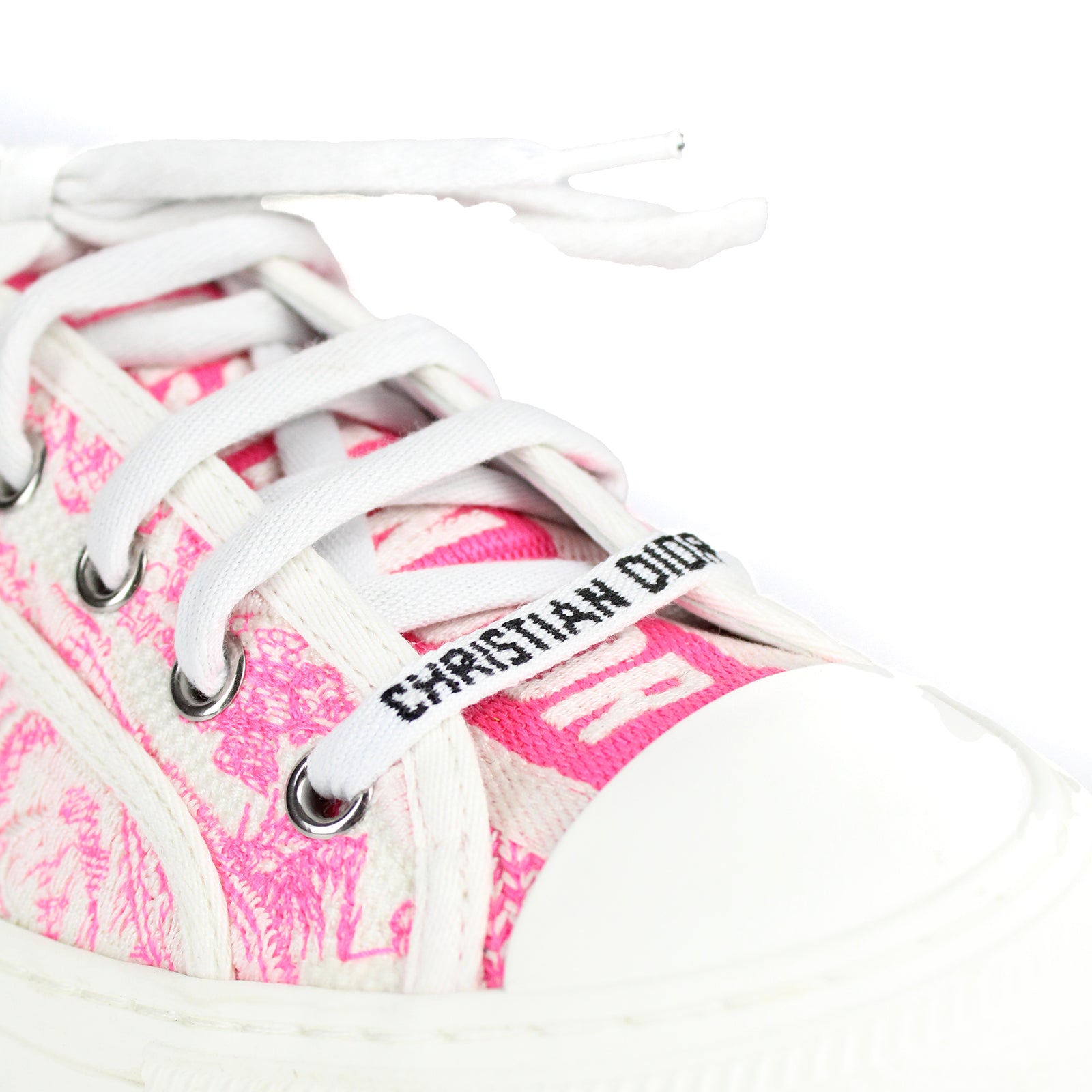 DIOR - Sneakers Walk'N Dior en toile blanche et rose (T35)