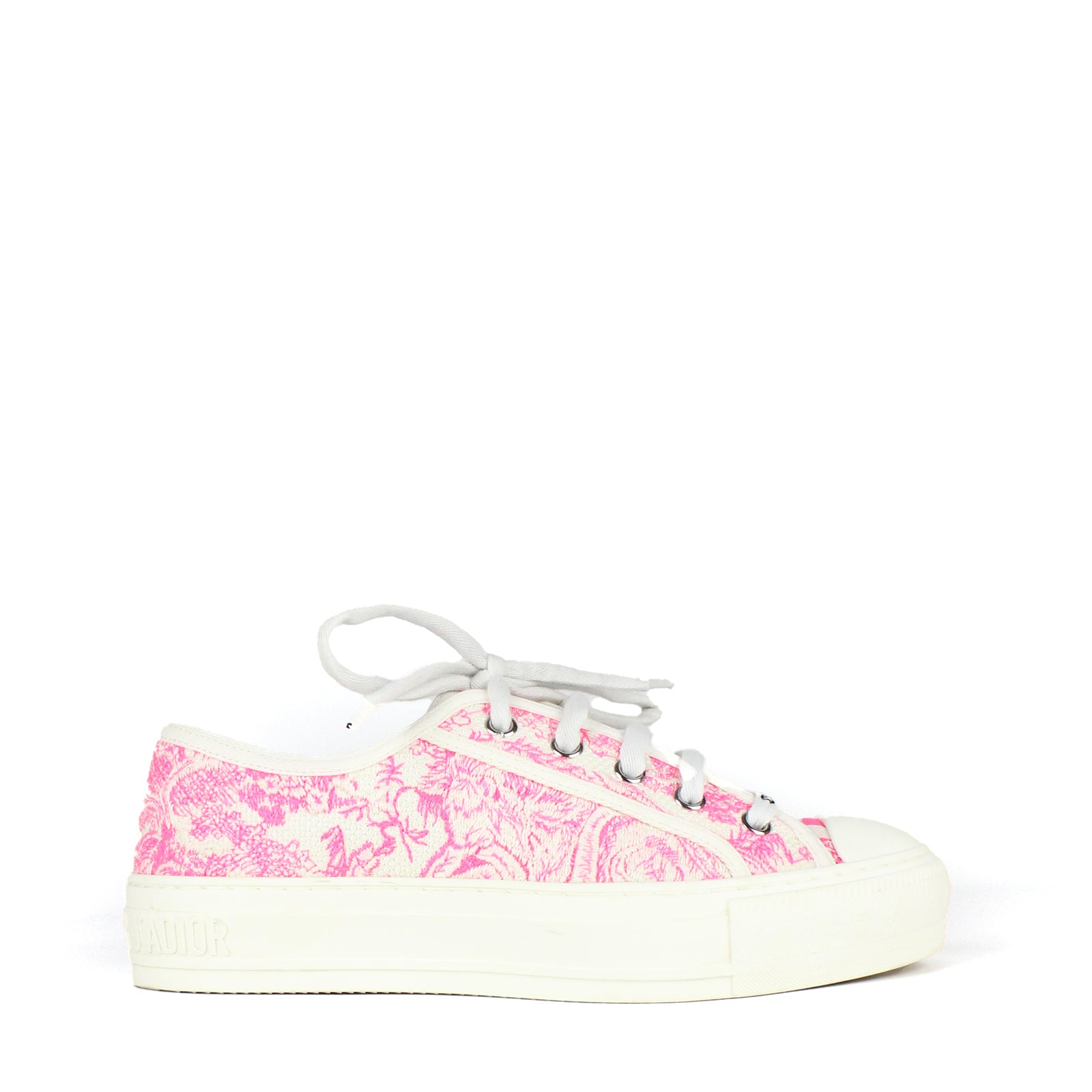 DIOR - Sneakers Walk'N Dior en toile blanche et rose (T35)