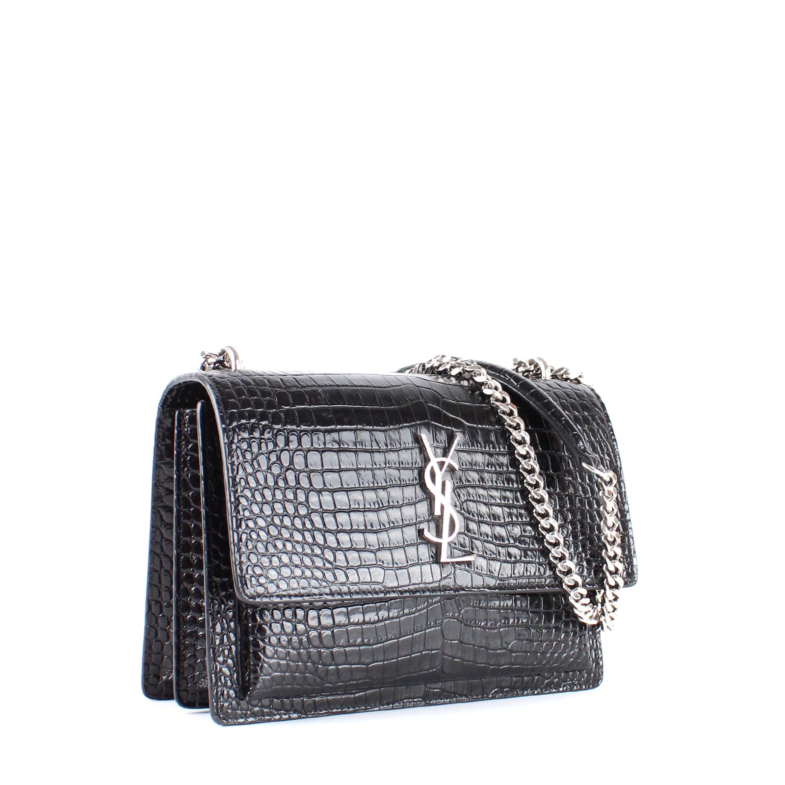 SAINT LAURENT - Sac Sunset medium embossé crocodile