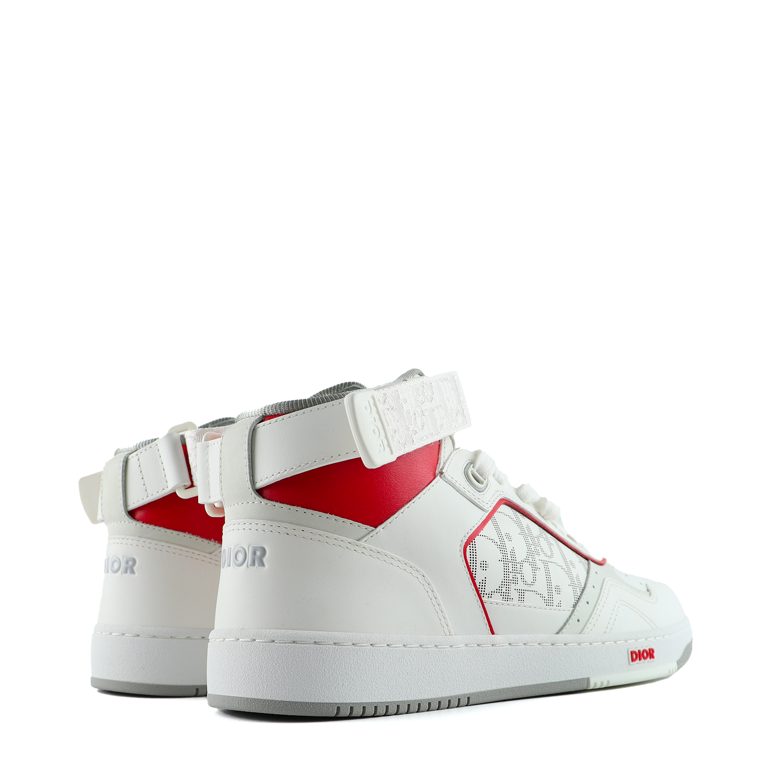DIOR - B27 High sneakers in white and red leather (T42)