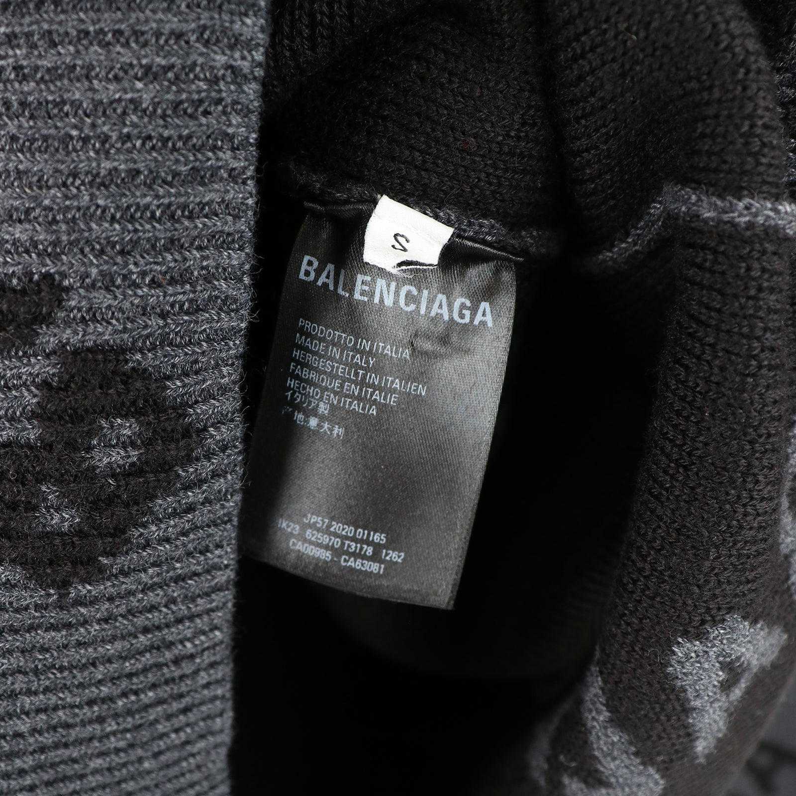 BALENCIAGA - Pull monogrammé Balenciaga en laine grise (S)