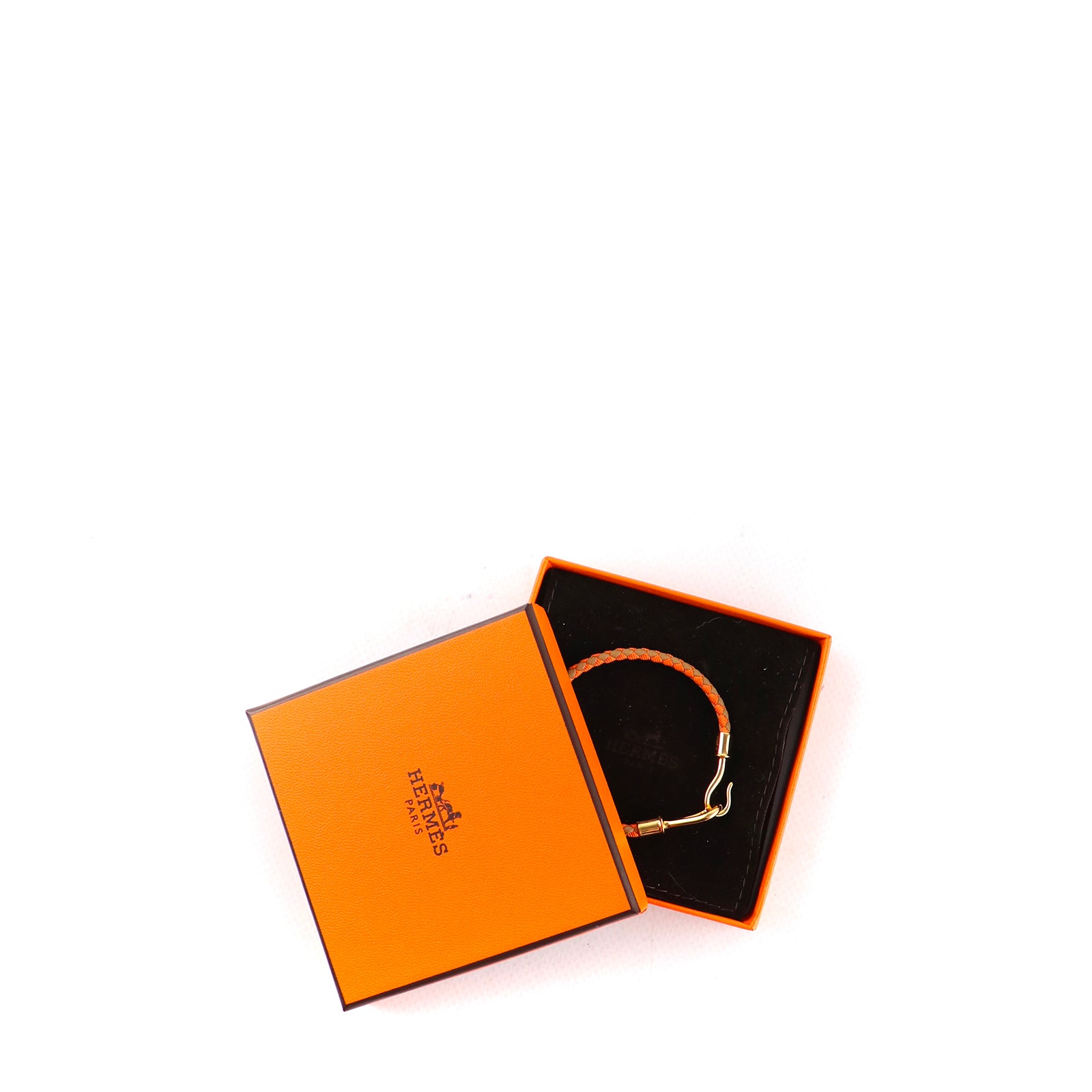HERMÈS - Bracelet Jumbo H en cuir et toile (T3)