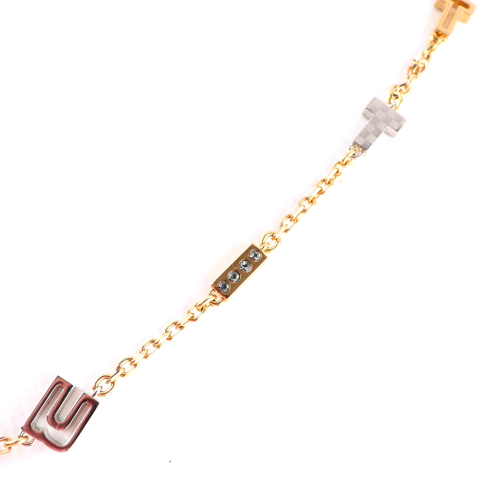 LOUIS VUITTON - Collier Love Letter Crystal doré et argenté