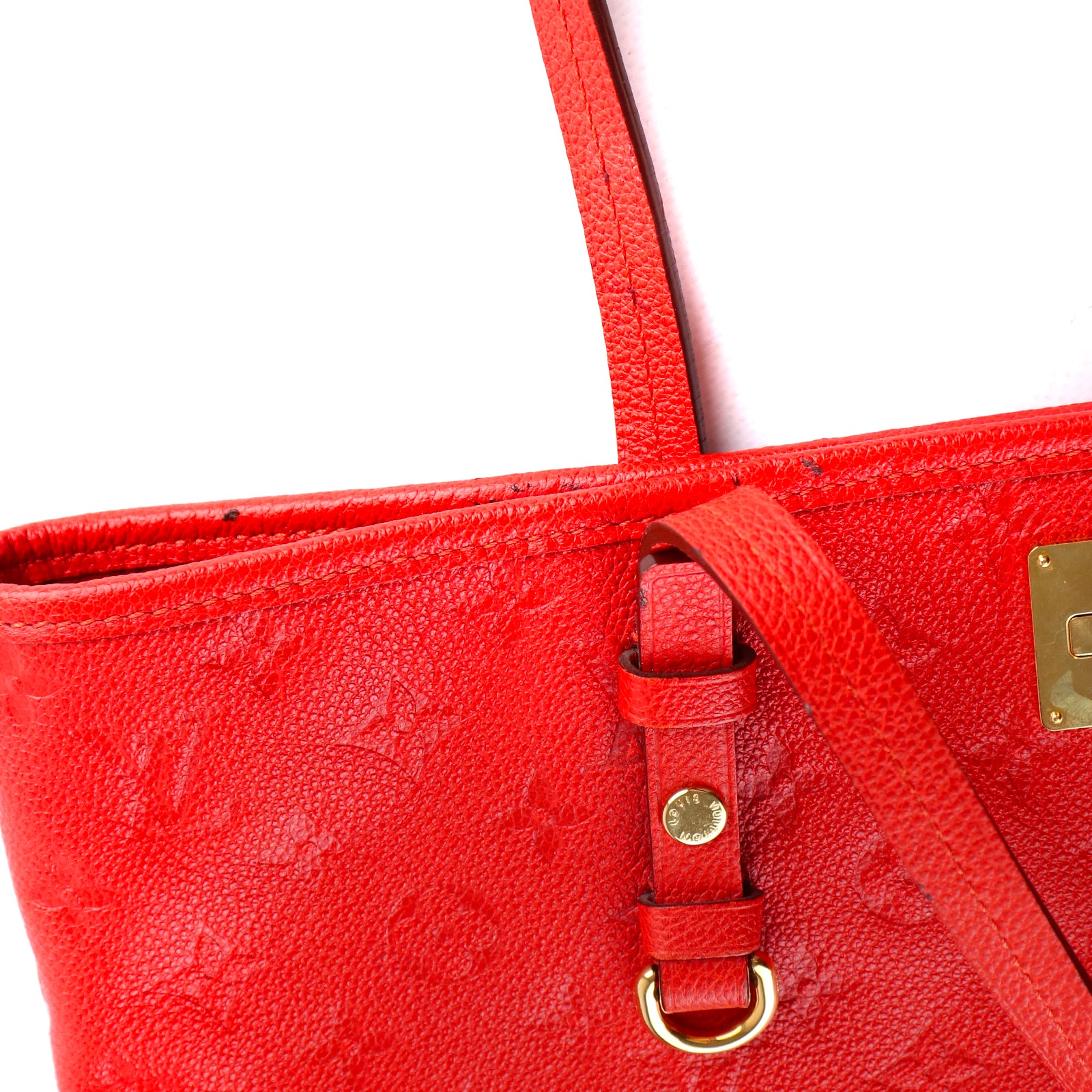 LOUIS VUITTON - Sac cabas Citadine en cuir grainé rouge embossé