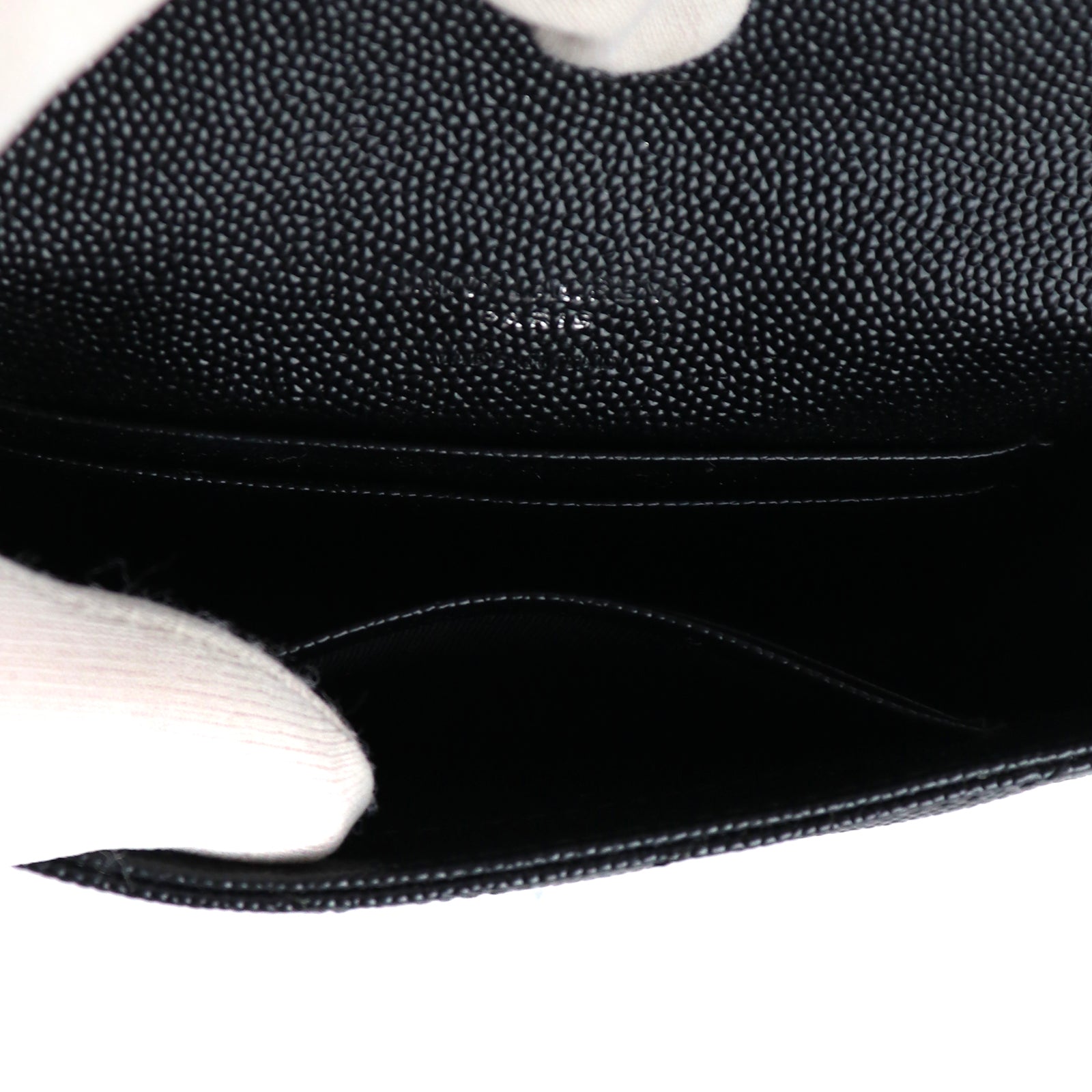 SAINT LAURENT - Portefeuille Cassandre Envelope en cuir grainé