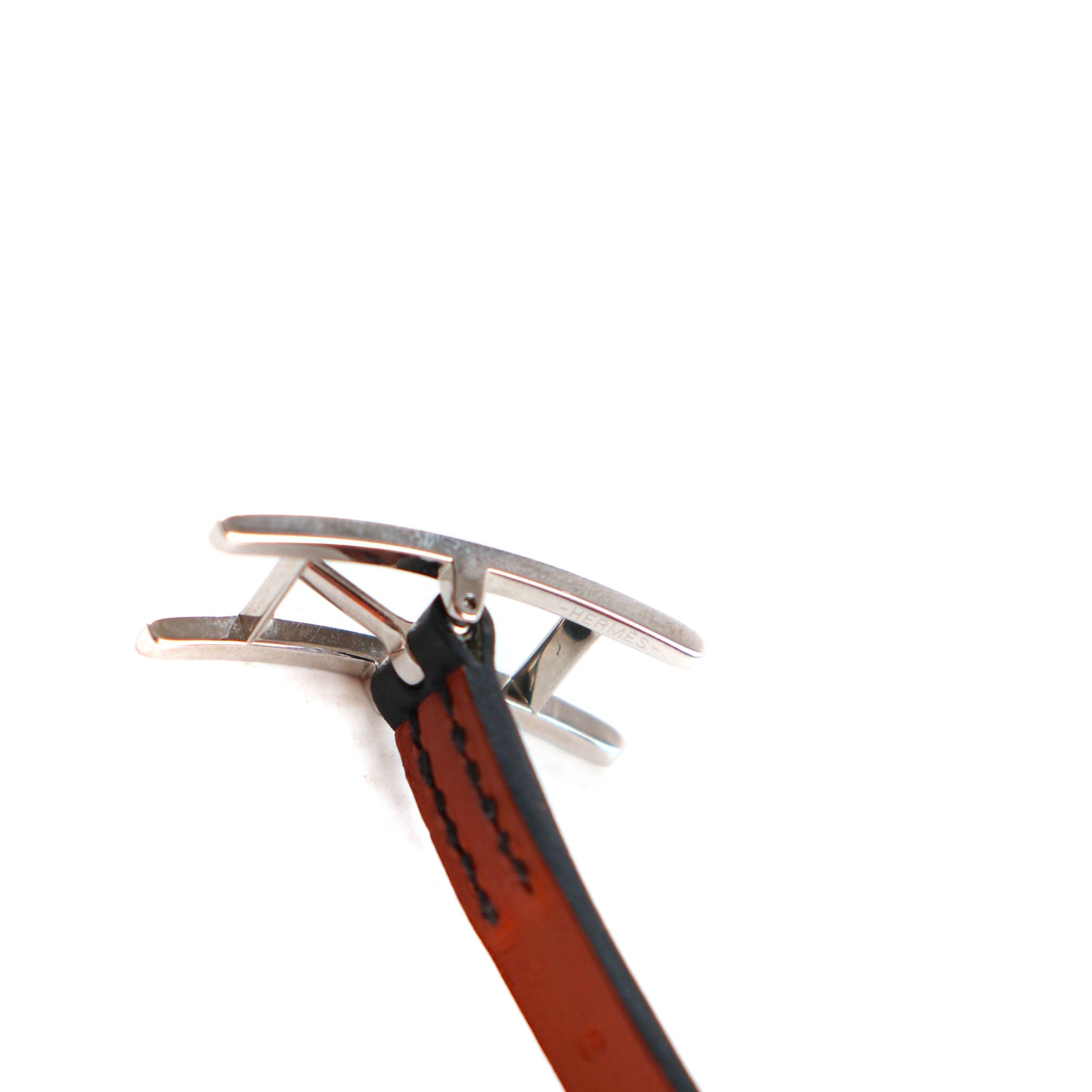 HERMÈS - Bracelet Behapi Double Tour en cuir noir et gold