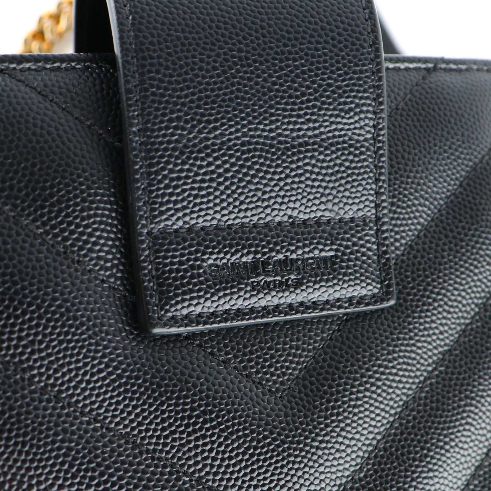 SAINT LAURENT - Sac cabas Shopping Monogramme en cuir grainé noir