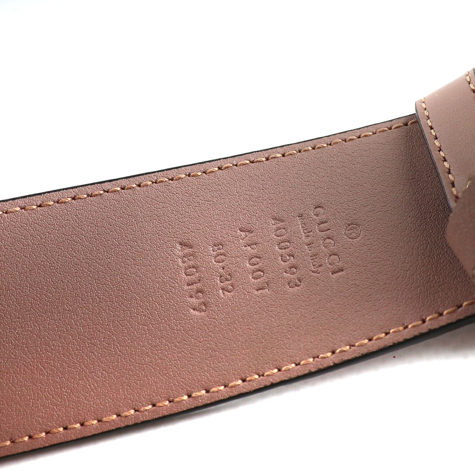 GUCCI - Ceinture GG Buckle Marmont en cuir lisse rose (T80)