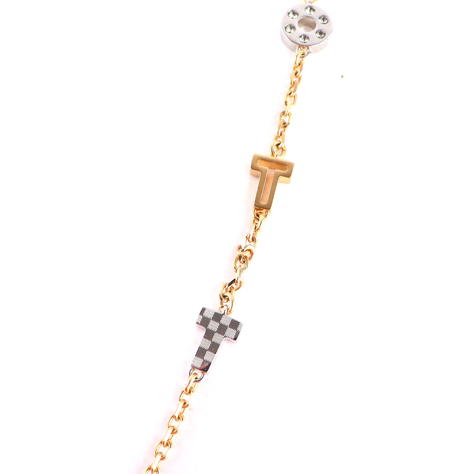 LOUIS VUITTON - Collier Love Letter Crystal doré et argenté