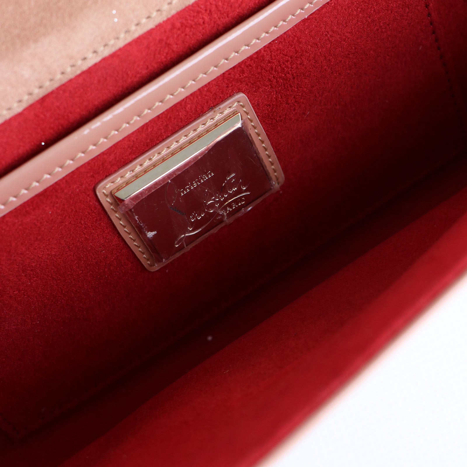 LOUBOUTIN - Pochette So Kate en cuir verni rose pâle