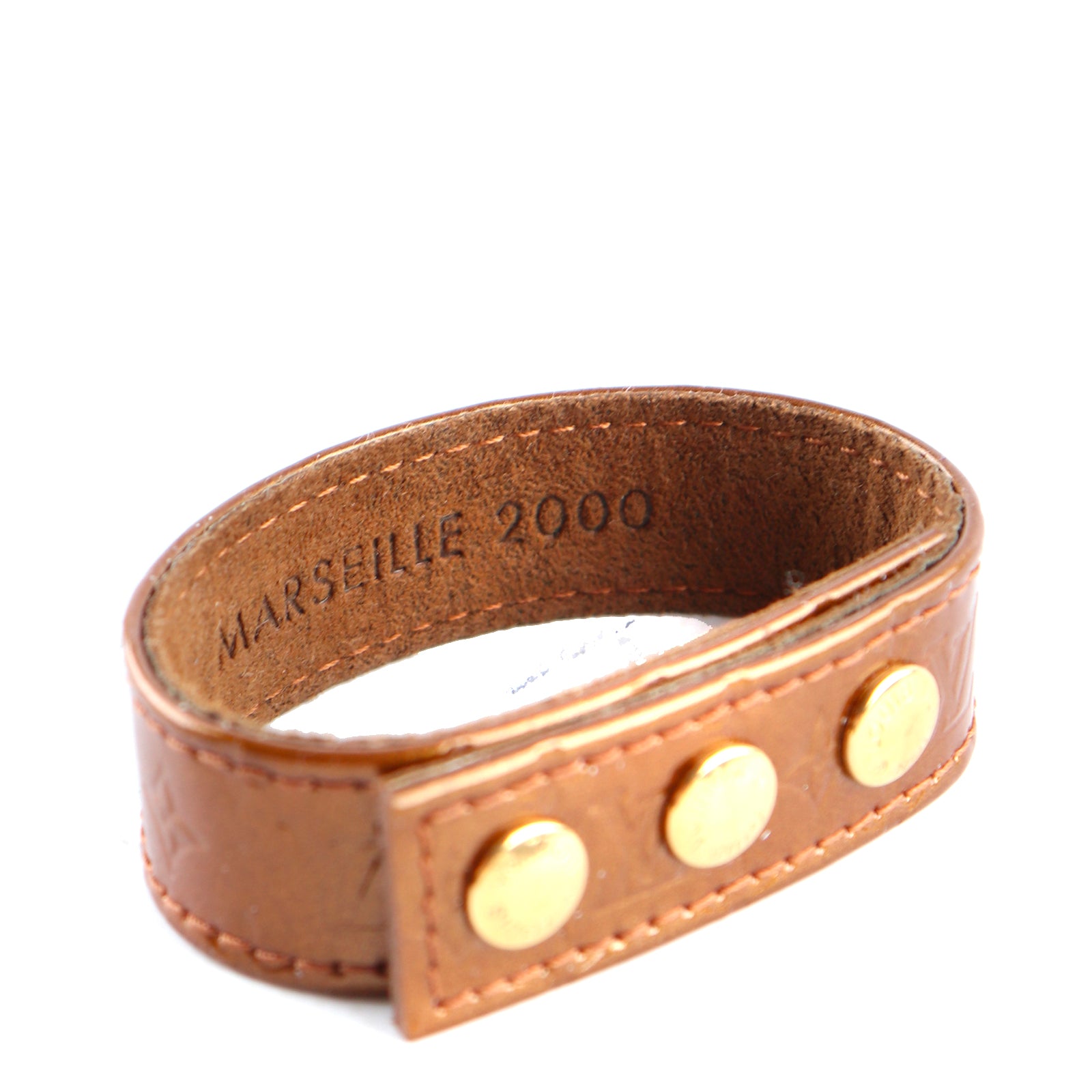 LOUIS VUITTON - Bracelet en cuir verni empreinte