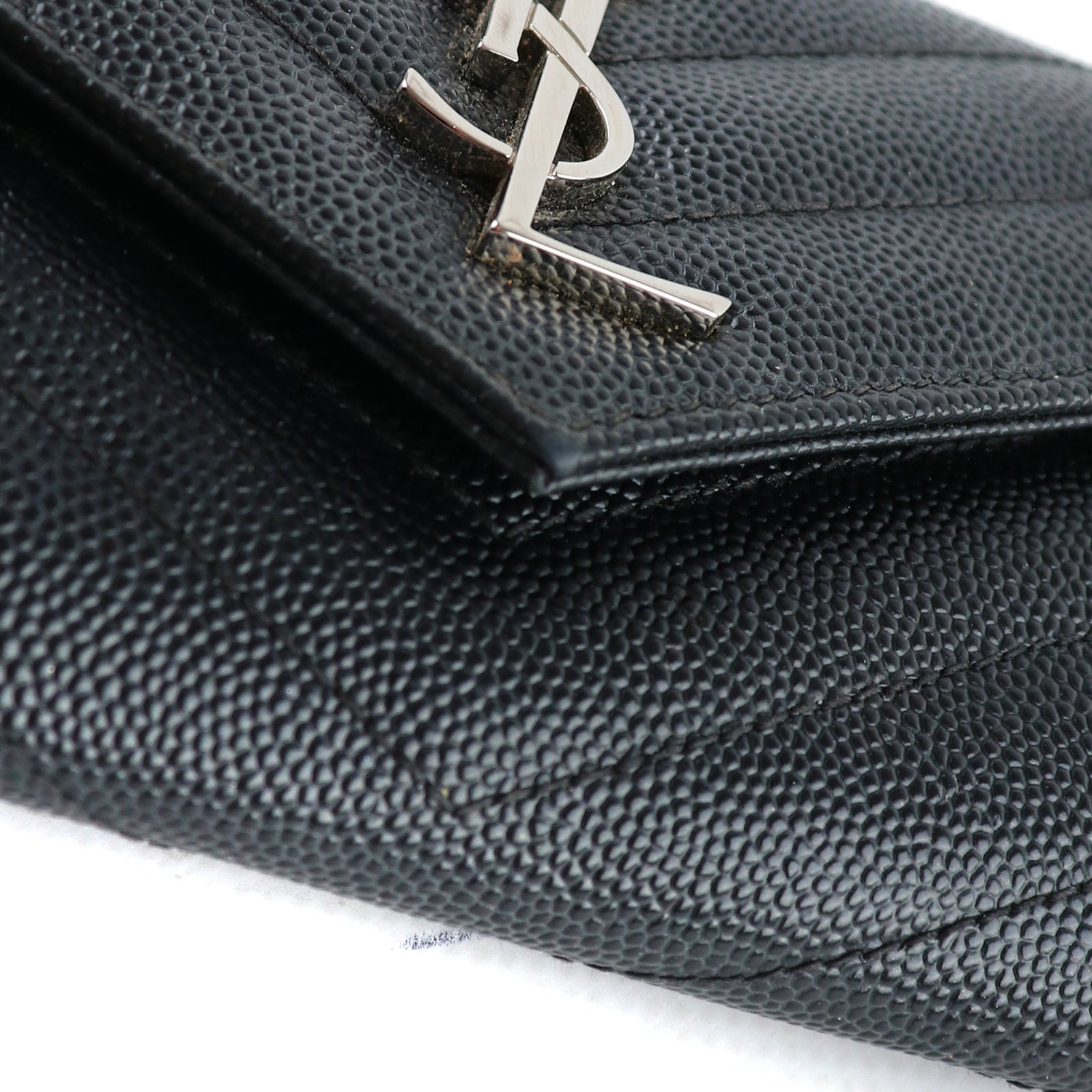 SAINT LAURENT - Portefeuille Cassandre Envelope en cuir grainé