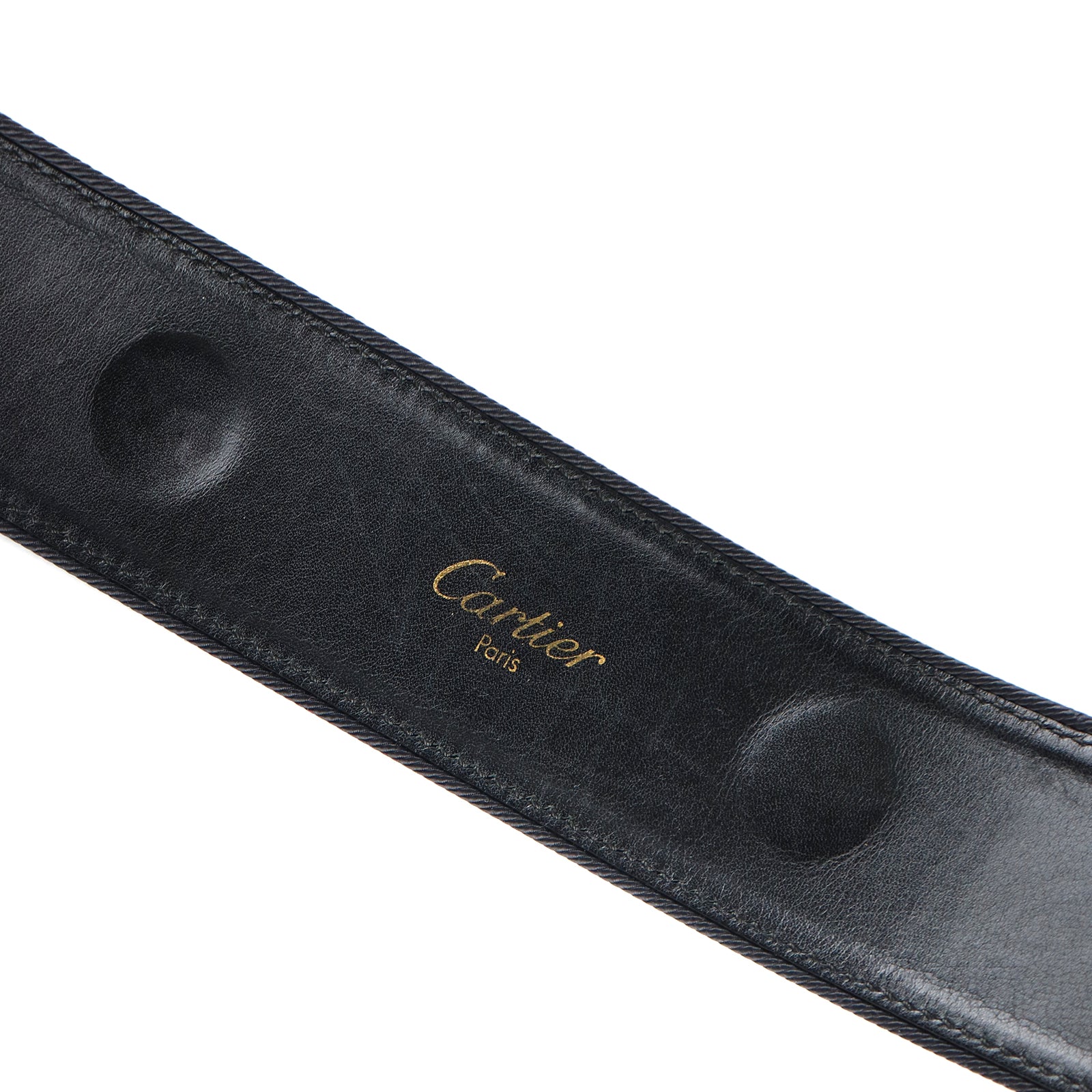 CARTIER - Ceinture Panthère en cuir noir vintage (T70)
