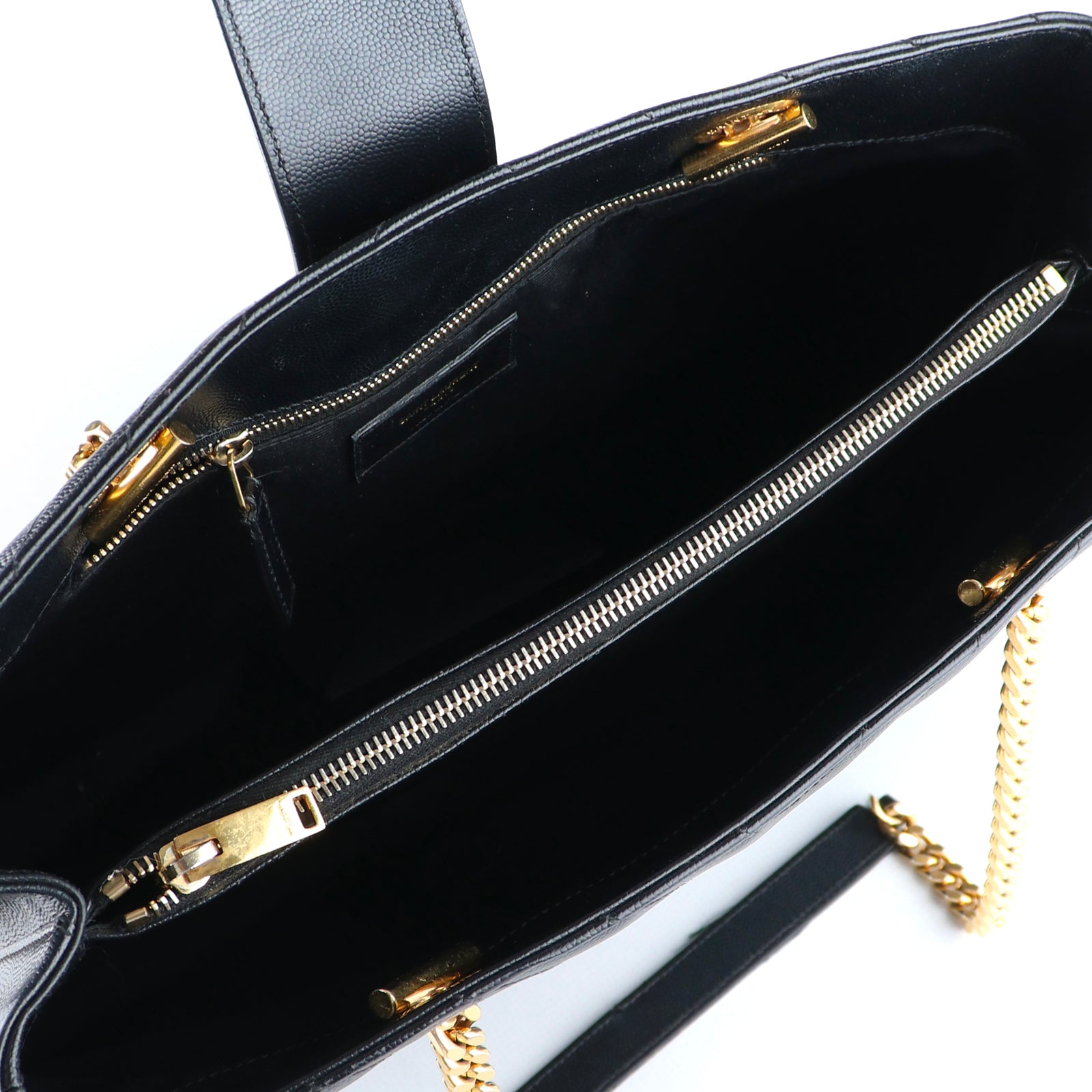 SAINT LAURENT - Sac cabas Shopping Monogramme en cuir grainé noir
